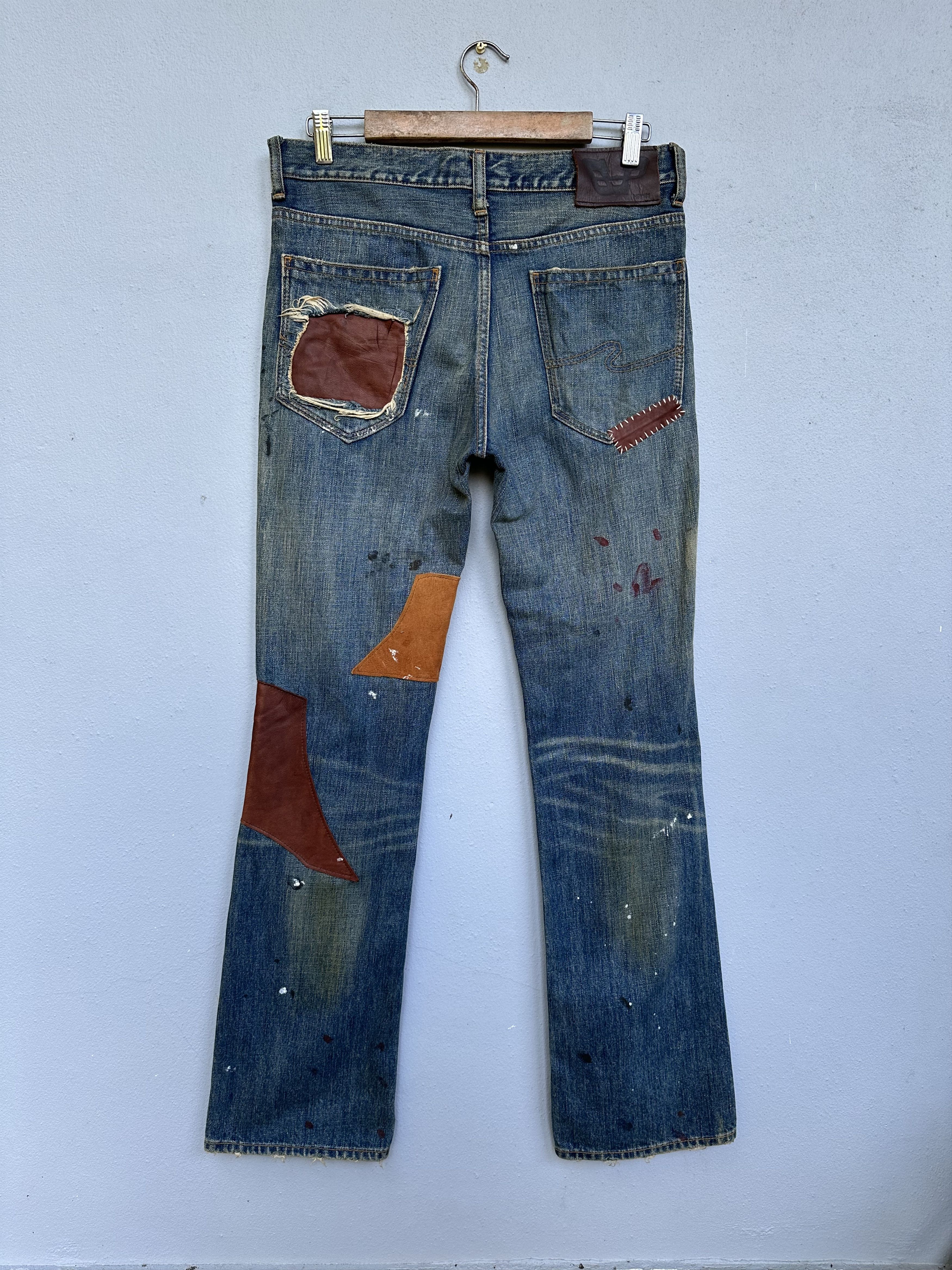 Japanese Brand Vtg Japanese Brand Bonds & Peace Rips Patchwork Denim Jeans Size US 31 - 6 Thumbnail