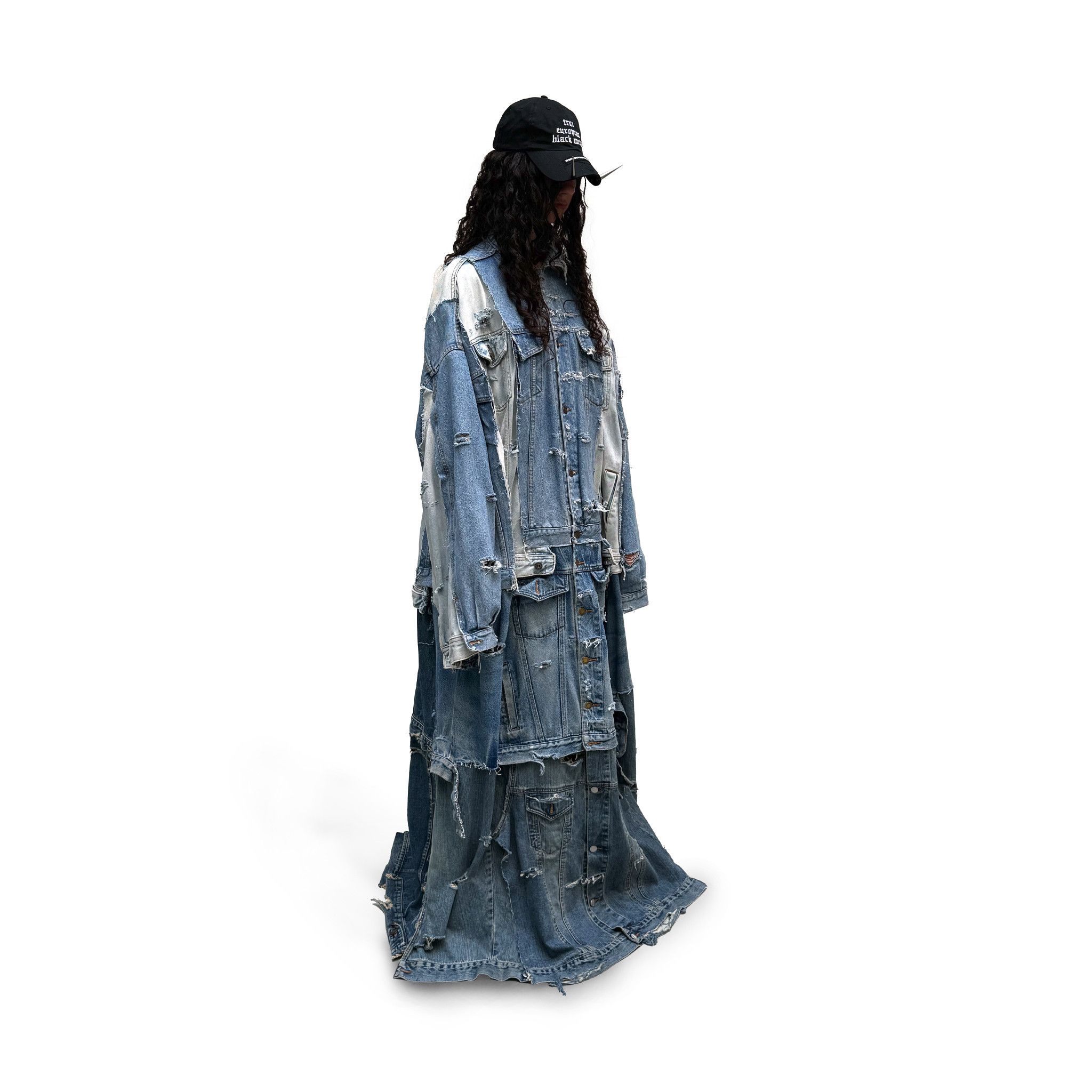 Italia Independent OVERSIZE PANELED RECYCLED DENIM TRENCH Size US XL / EU 56 / 4 - 5 Thumbnail