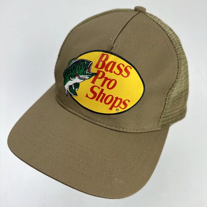 Fish Bass Pro Shop BPS Hat Adjustable Strap Beige Baseball Hat Cap