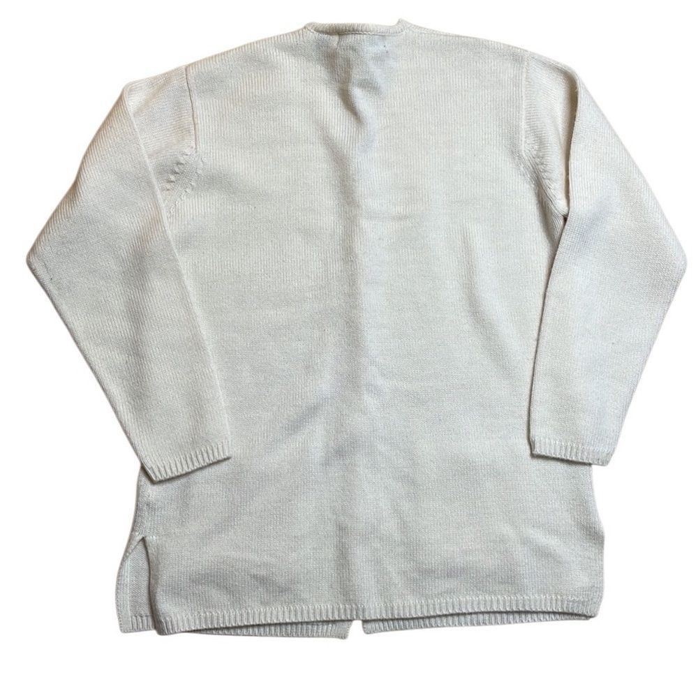 Vintage 90s vintage Karen Scott Wool Knit White Cardigan with Gold B Size M / US 6-8 / IT 42-44 - 2 Thumbnail