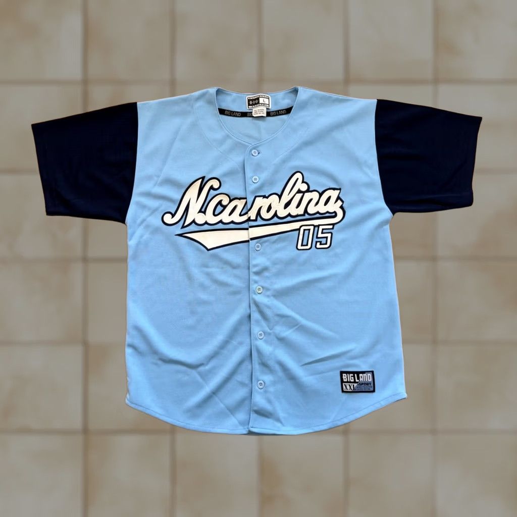 Vintage Big land North Carolina Jersey Top Shirt L Mens Blue Baseball EUC NJersey Size US L / EU 52-54 / 3 - 1 Thumbnail