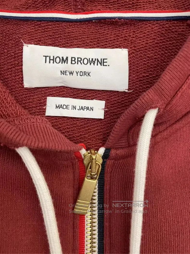 Thom Browne Thom Browne Burgundy Striped Zip Hoodie- dmc. Size US S / EU 44-46 / 1 - 5 Thumbnail