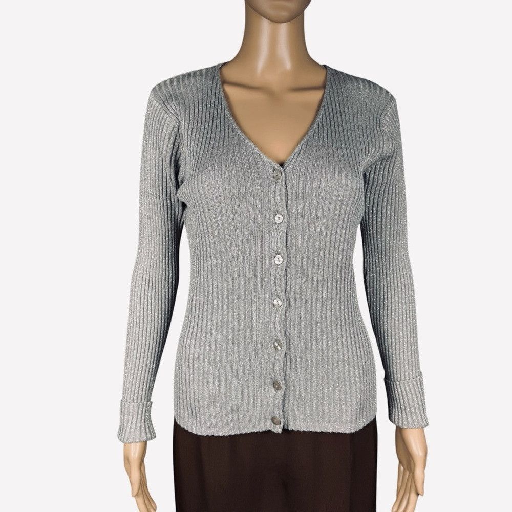 Other Vintage Clio Silk Knit Sparkle Long Sleeve Cardigan Size M Size M / US 6-8 / IT 42-44 - 1 Thumbnail
