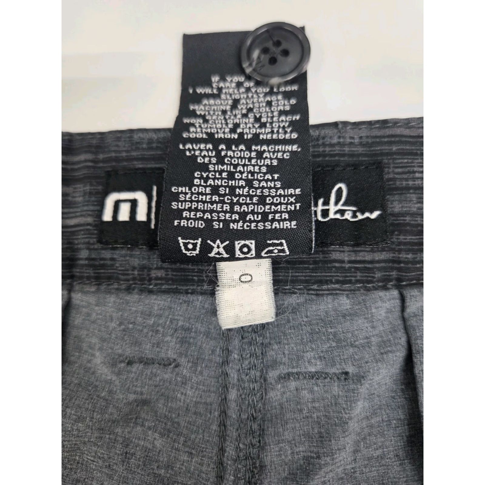 TravisMathew Travis Mathew Mens Golf Chino Shorts Black/Grey Striped Pockets Size 36 Regular Inseam 10 in Zipper Front Flat Fall Spring Summer Clothing Mens Size US 36 / EU 52 - 5 Thumbnail