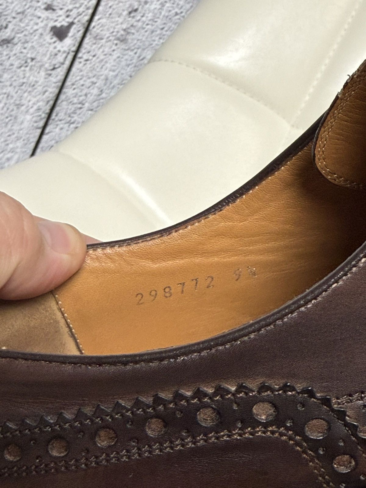 Gucci Gucci Men's Brown Leather Cap-Toe Semi-Brogue Derby Shoes Size US 10.5 / EU 43-44 - 21 Thumbnail