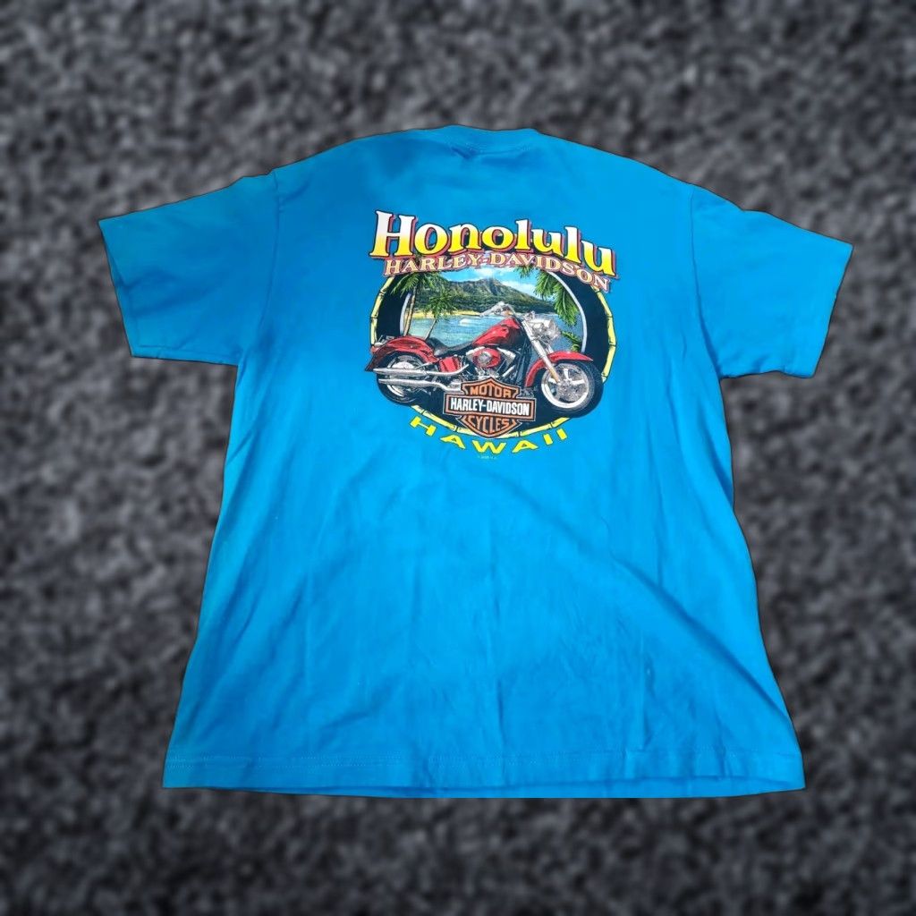 Harley Davidson VINTAGE Mens L HARLEY DAVIDSON Ride In Paradise Honolulu Hawaii T Shirt Distressed Size US L / EU 52-54 / 3 - 1 Thumbnail