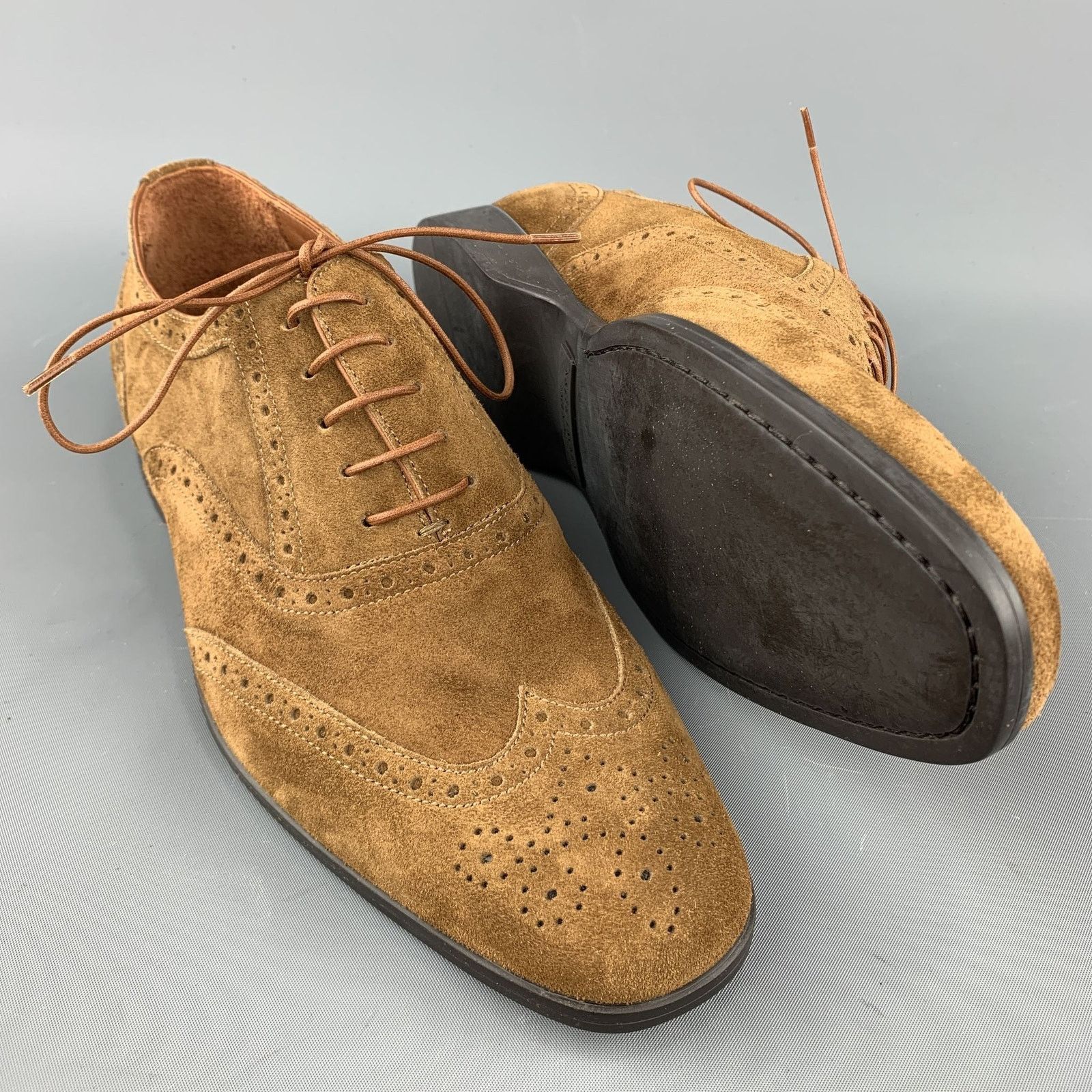 Ralph Lauren RALPH LAUREN Brown Perforated Suede Wingtip Lace Up Shoes Size US 8 / EU 41 - 3 Thumbnail