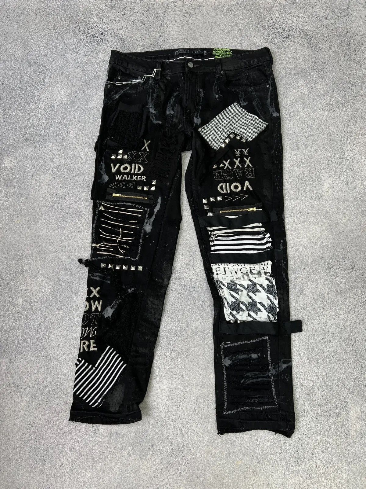 Vintage punk rock goth emo metal dark ripped crazy jeans