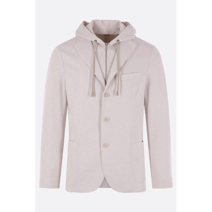 Eleventy ELEVENTY Grey Jersey Hooded Single Breasted Jacket New & Aut Size US XXL / EU 58 / 5 - 1 Thumbnail