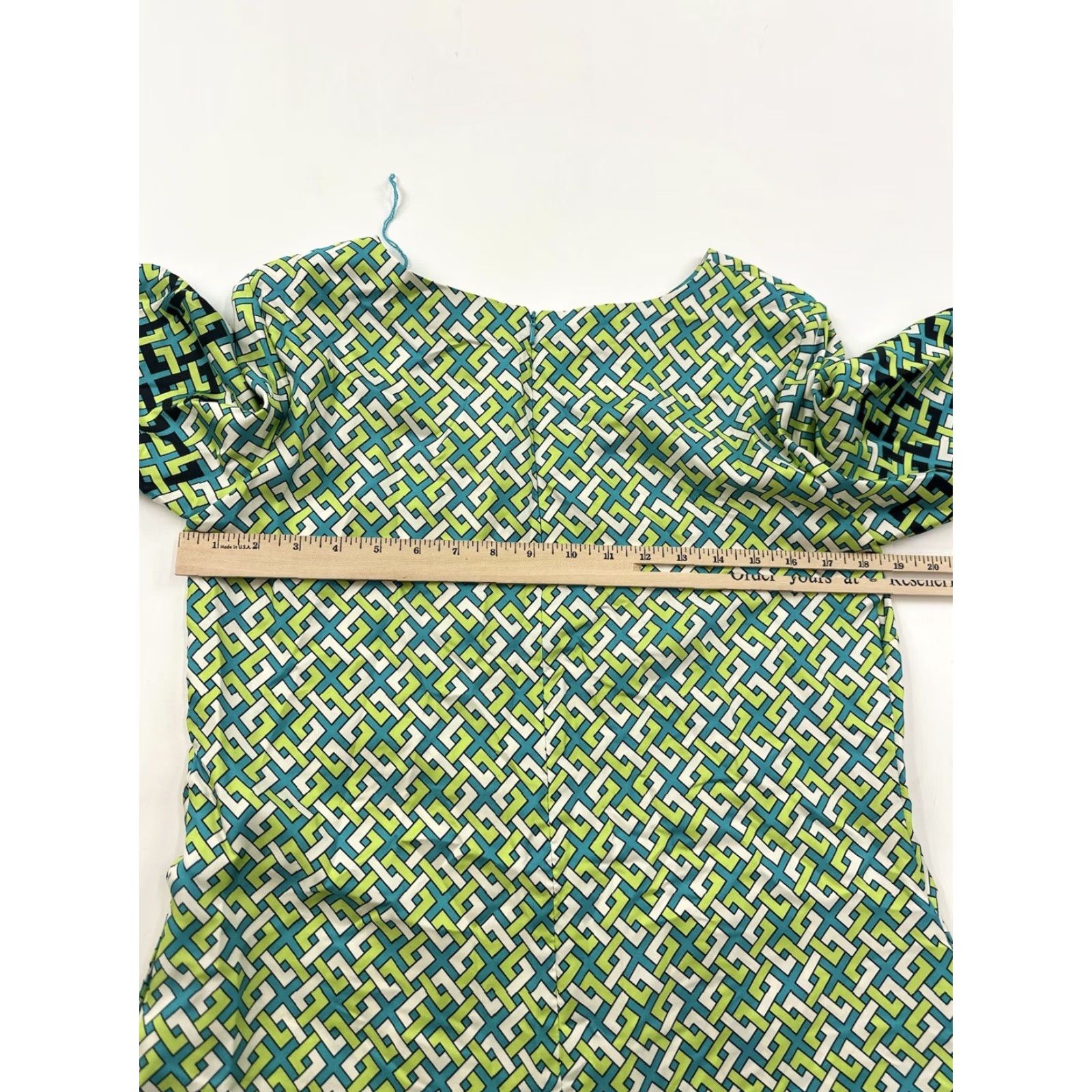 Donna Morgan Donna Morgan Dress Women’s 10P Green Geometric Shift Knee Length Silk Bohemian Preppy 3/4 Sleeve V-Neck Petite Women’s Size L / US 10 / IT 46 - 8 Thumbnail
