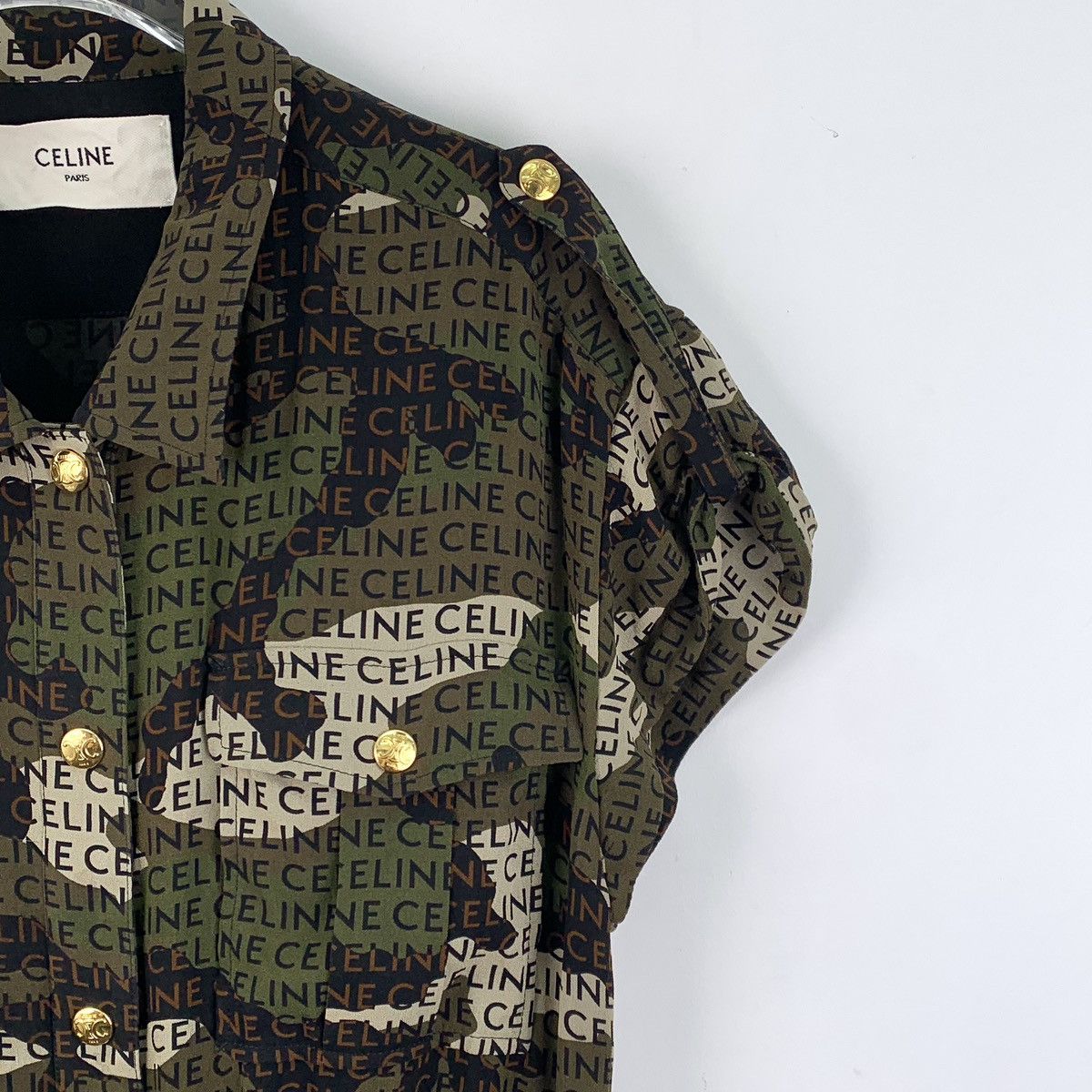Celine Celine 22 camouflage logo letters full print silk dress Size S / US 4 / IT 40 - 3 Thumbnail
