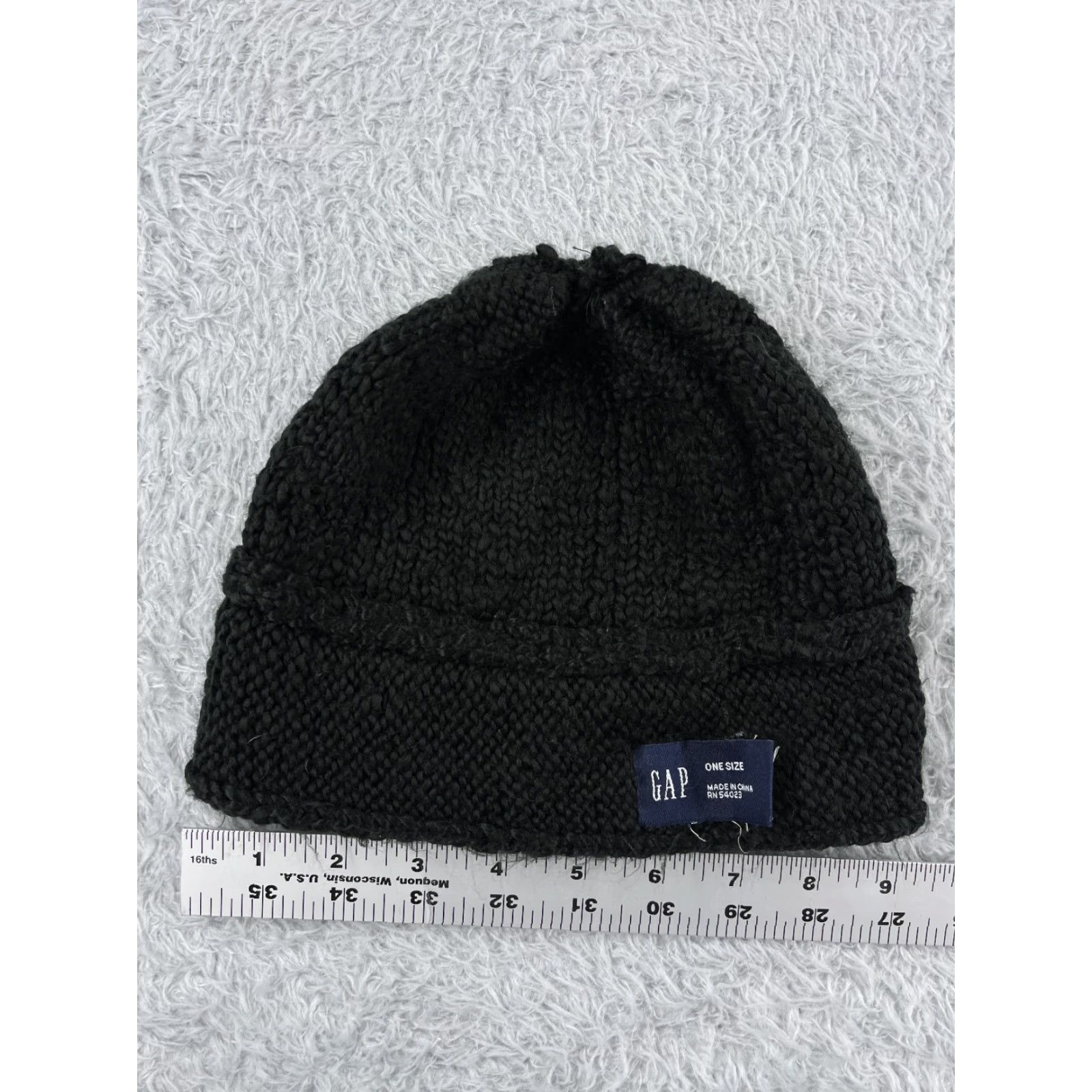 Gap GAP Beanie Hat Womens One Size Black Knit 100% Acrylic Ski Logo Beanie Womens Size ONE SIZE - 5 Thumbnail