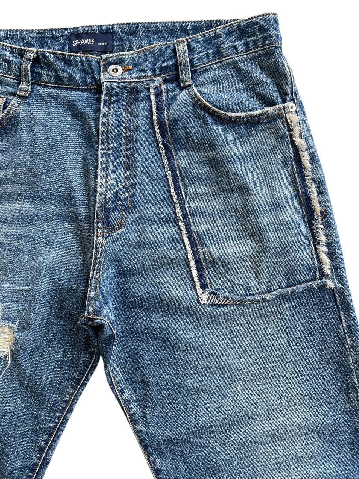 Japanese Brand Joge Martin X Sprawls Distressed Streetwear Denim Size US 33 - 4 Thumbnail