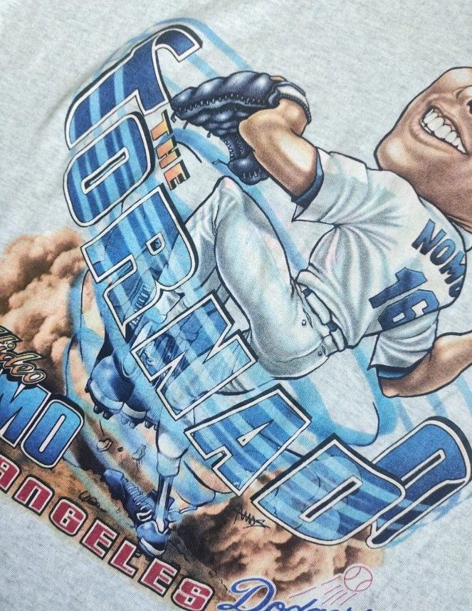 MLB × Salem Sportswear × Vintage Vintage Hideo Nomo "The Tornado" Caricature 90s t-shirts Size US L / EU 52-54 / 3 - 7 Thumbnail