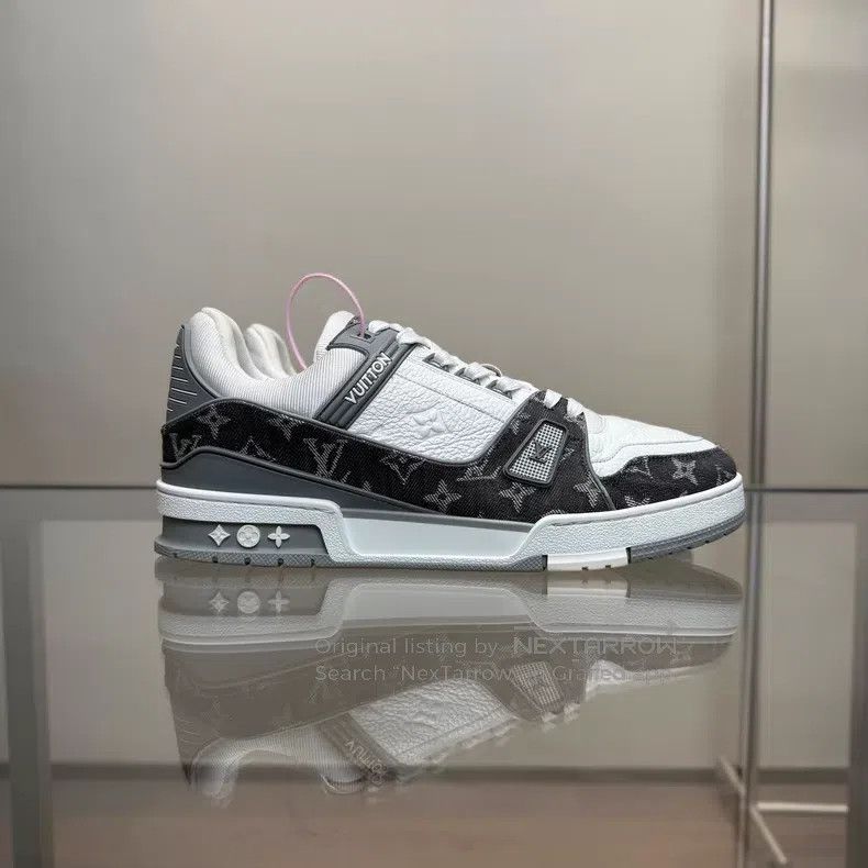 Louis Vuitton Louis Vuitton Trainer's new grey and white denim shoes Size US 9.5 / EU 42-43 - 5 Thumbnail