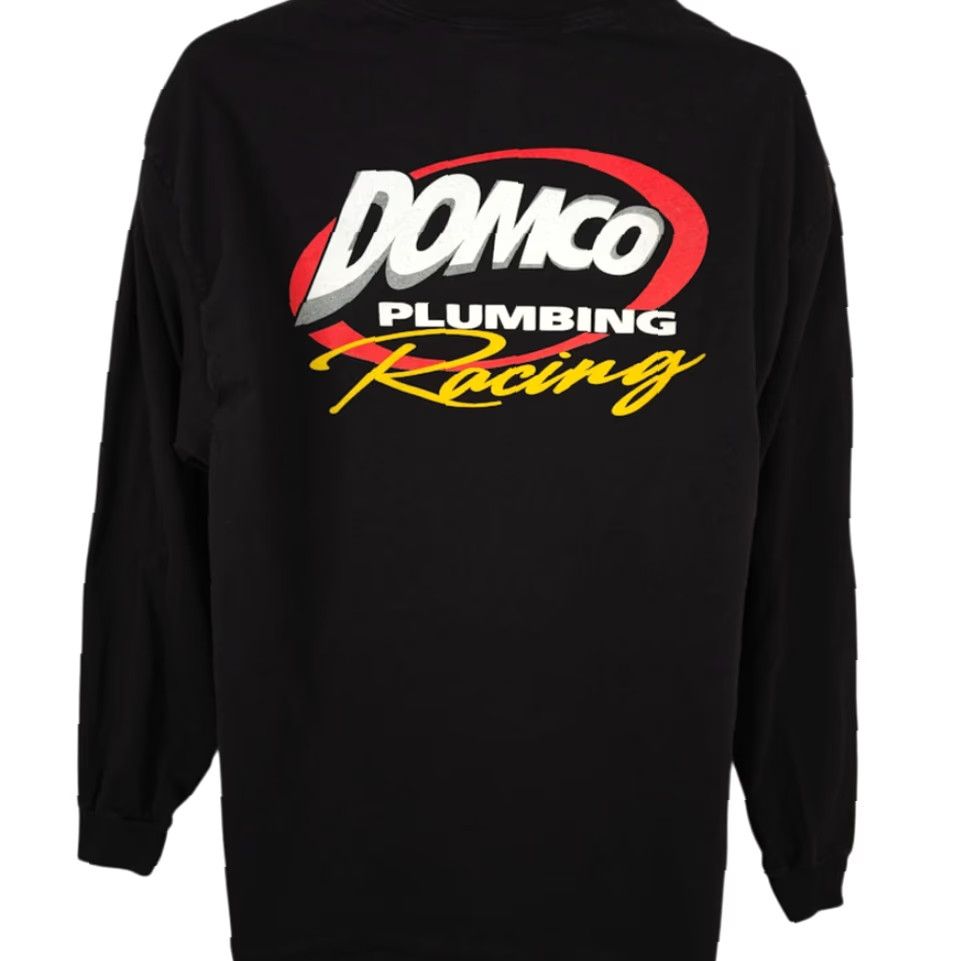Hanes Domco Plumbing Racing T Shirt Mens XL Black Long Sleeve Hanes Graphic Tee Size US XL / EU 56 / 4 - 4 Thumbnail