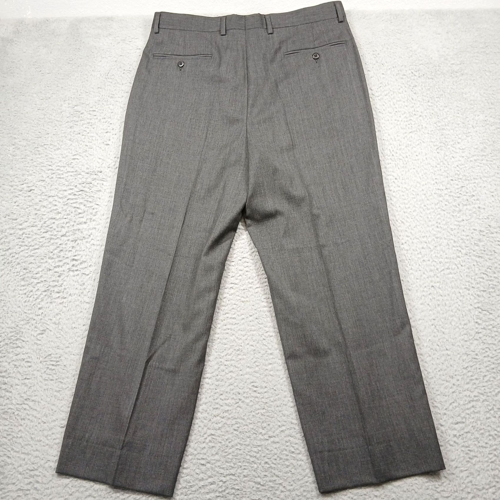 Zanella Zanella Mens Dress Pants 34 Gray Wool Italy Benny Herringbone Stretch Flat Front Workwear Trousers Size US 34 / EU 50 - 3 Thumbnail