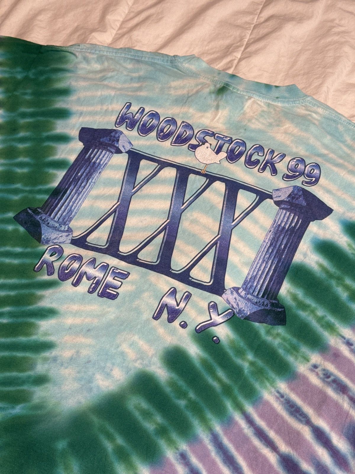 Vintage Vintage 99’ Woodstock Tie Dye Double Sided Tee Size US XXL / EU 58 / 5 - 2 Thumbnail