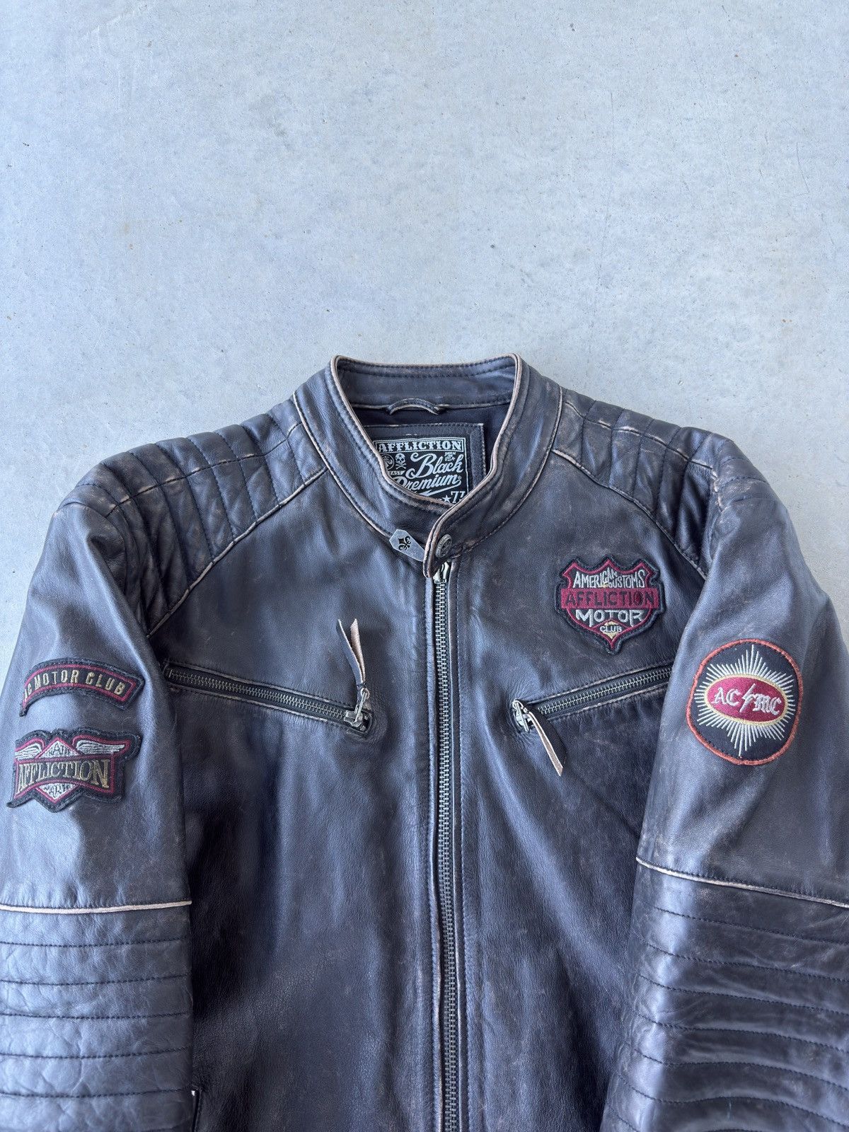 Affliction Vintage Y2K Affliction American Customs Leather Biker Jacket Size US XXL / EU 58 / 5 - 5 Thumbnail