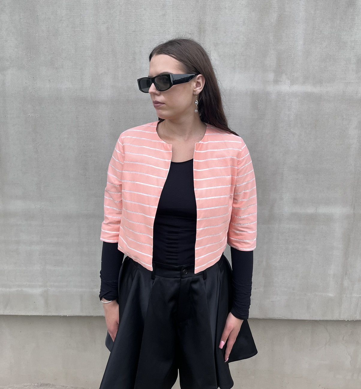 Weekend Max Mara Weekend Max Mara Pink Cropped Silk-Cotton Blazer Jacket 36 Size S / US 4 / IT 40 - 2 Thumbnail