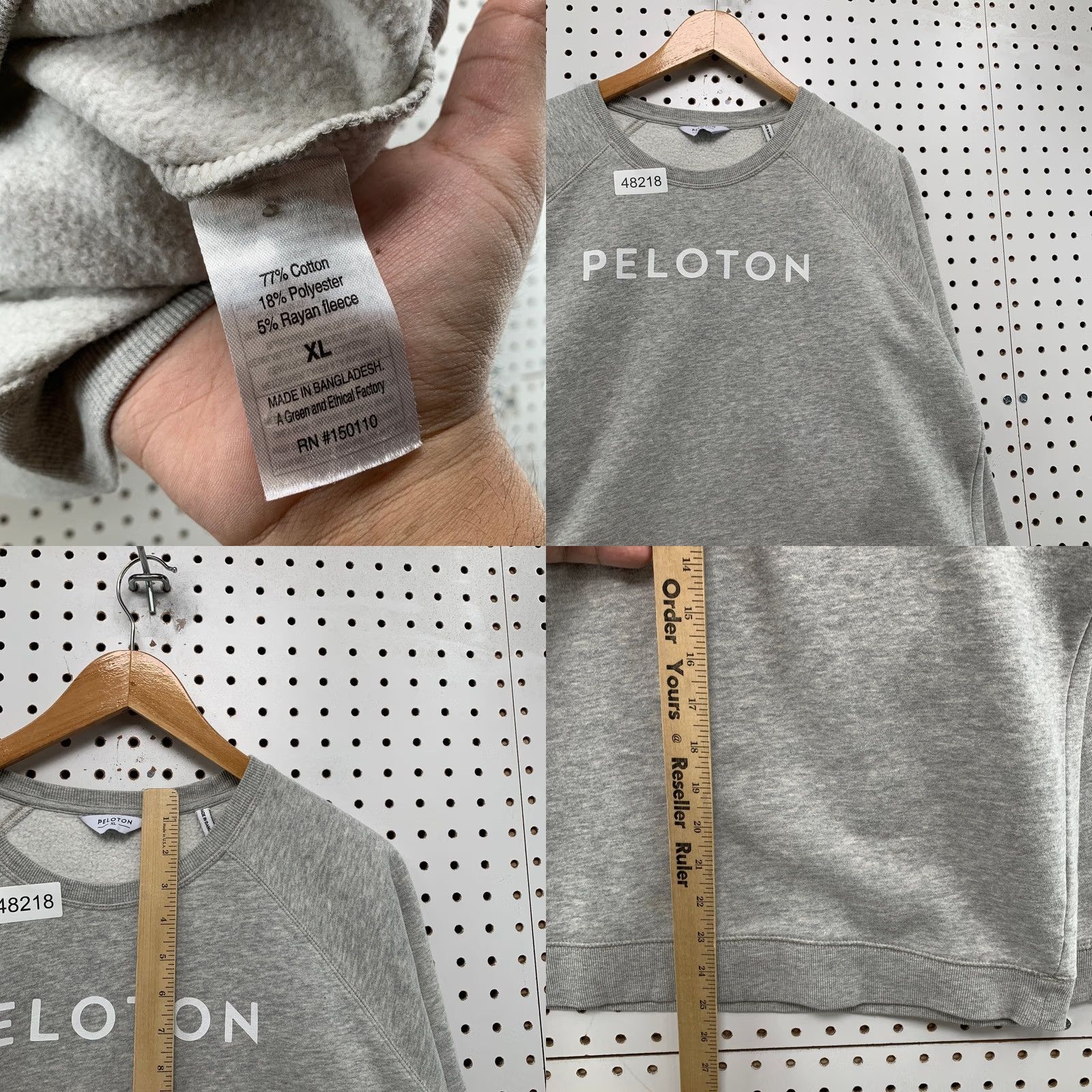 Vintage Peloton Sweatshirt Mens XL Gray Crewneck Fleece Pullover Workout Train Size US XL / EU 56 / 4 - 8 Thumbnail