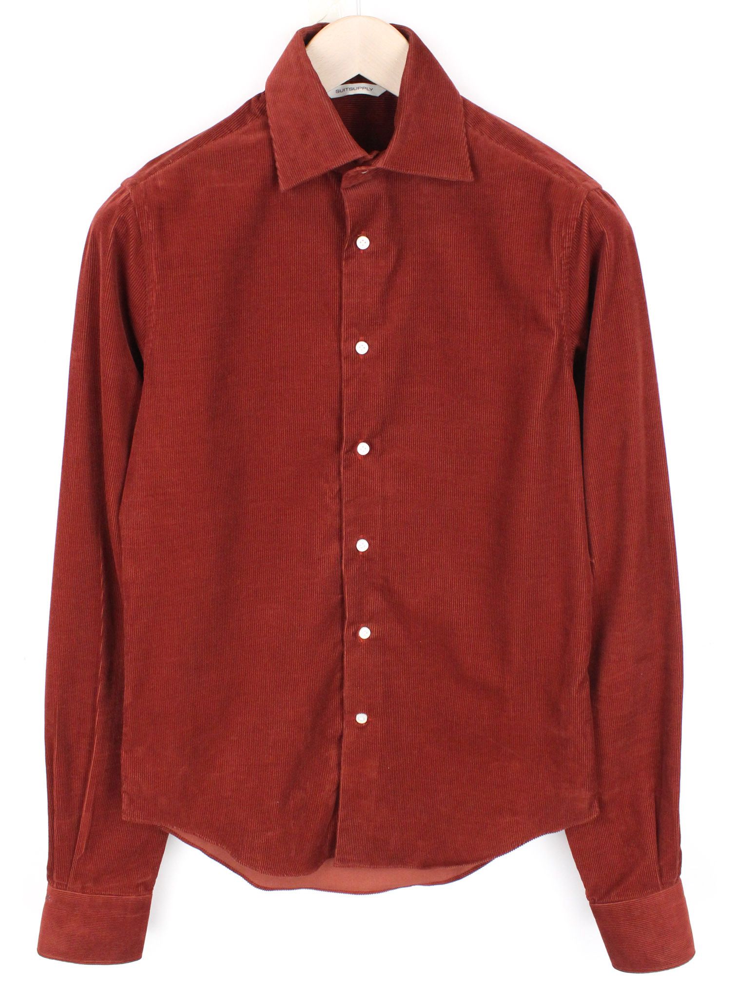 Suitsupply ~2XS Red Velvet Corduroy Cotton Shirt 67552 Size US XXS / EU 40 - 1 Thumbnail