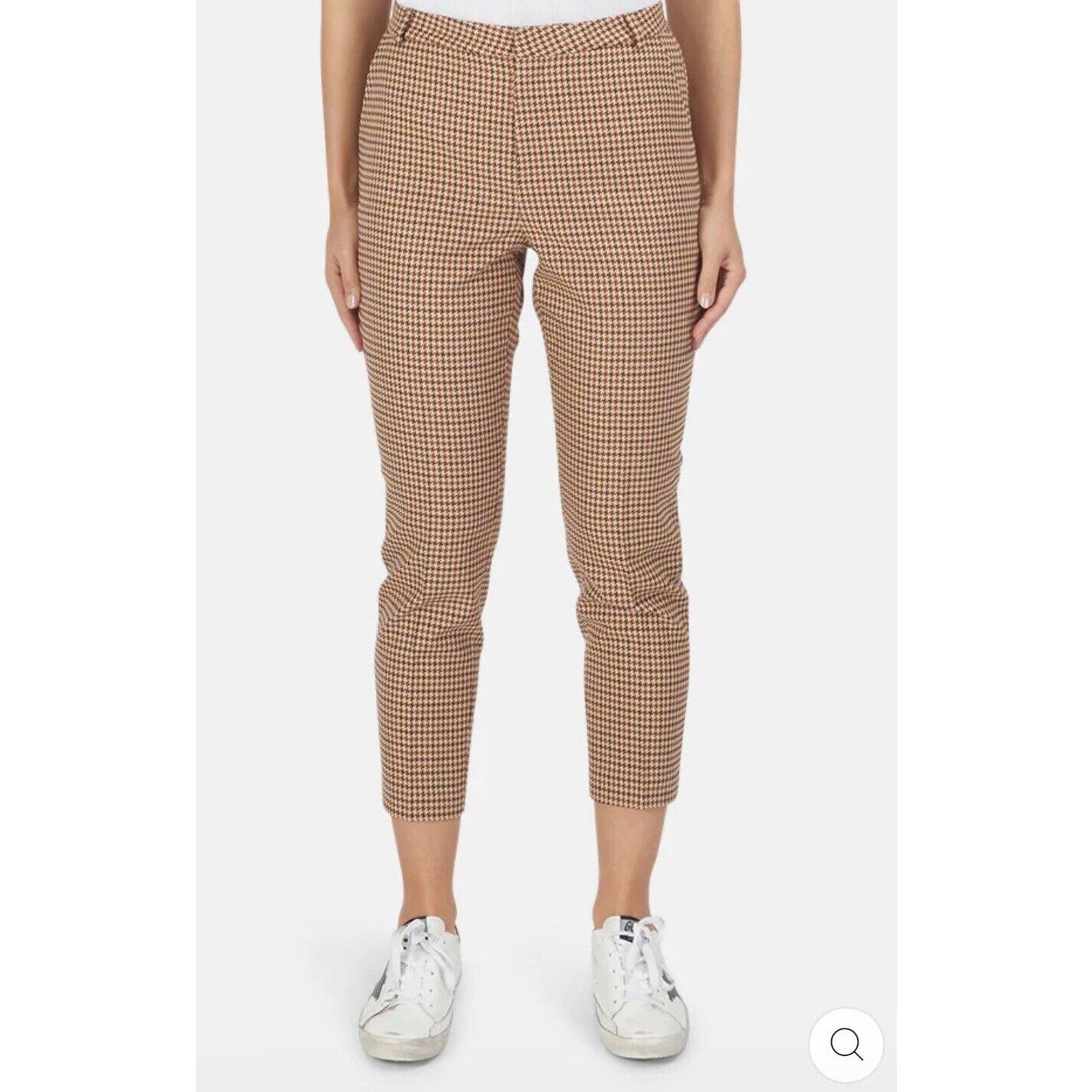 L'AGENCE L'AGENCE Ludivine Trouser Pants Tan Houndstooth Size 8 Size 30" / US 8 / IT 44 - 1 Thumbnail