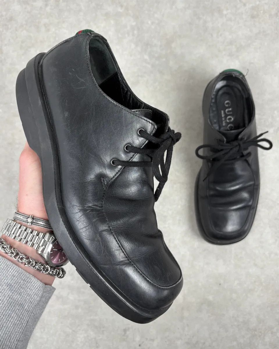 Gucci 2000s Gucci Black Leather Signature Derby Shoes Size US 8.5 / EU 41-42 - 1 Thumbnail