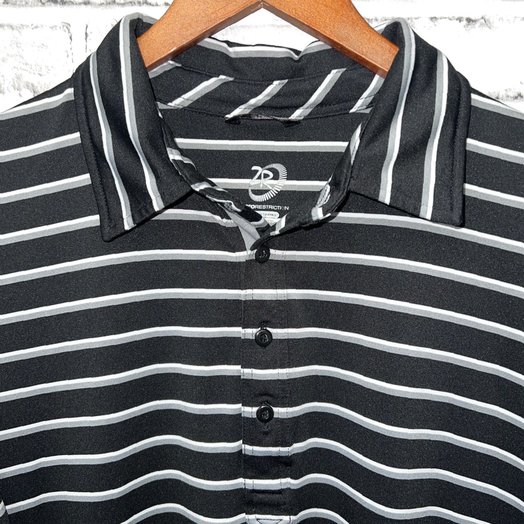 Vintage VINTAGE Zero Restriction Black Striped Polo Shirt Mens Size L Size US L / EU 52-54 / 3 - 2 Thumbnail