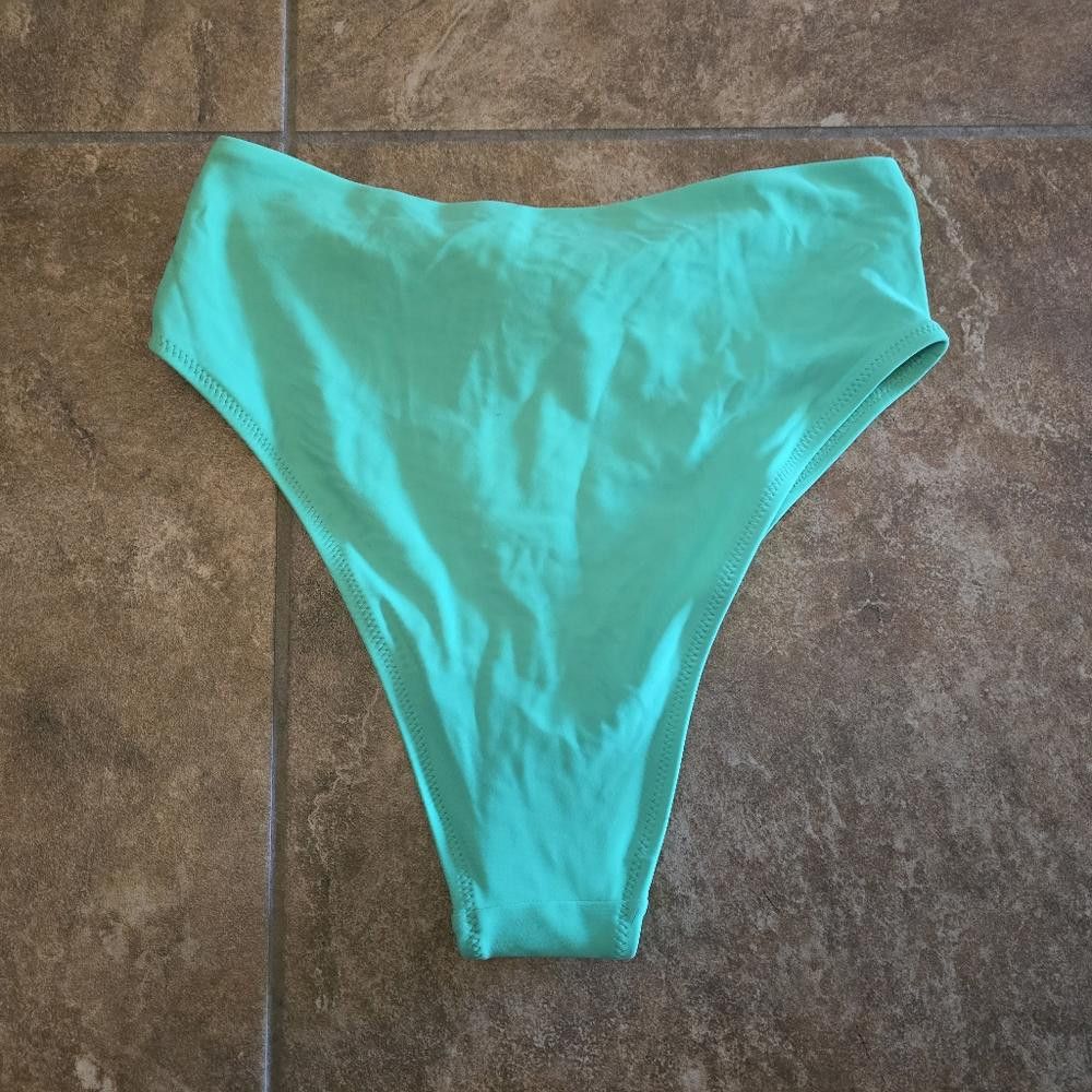Designer Green High Waisted Aerie Bikini Bottoms Size ONE SIZE - 2 Thumbnail