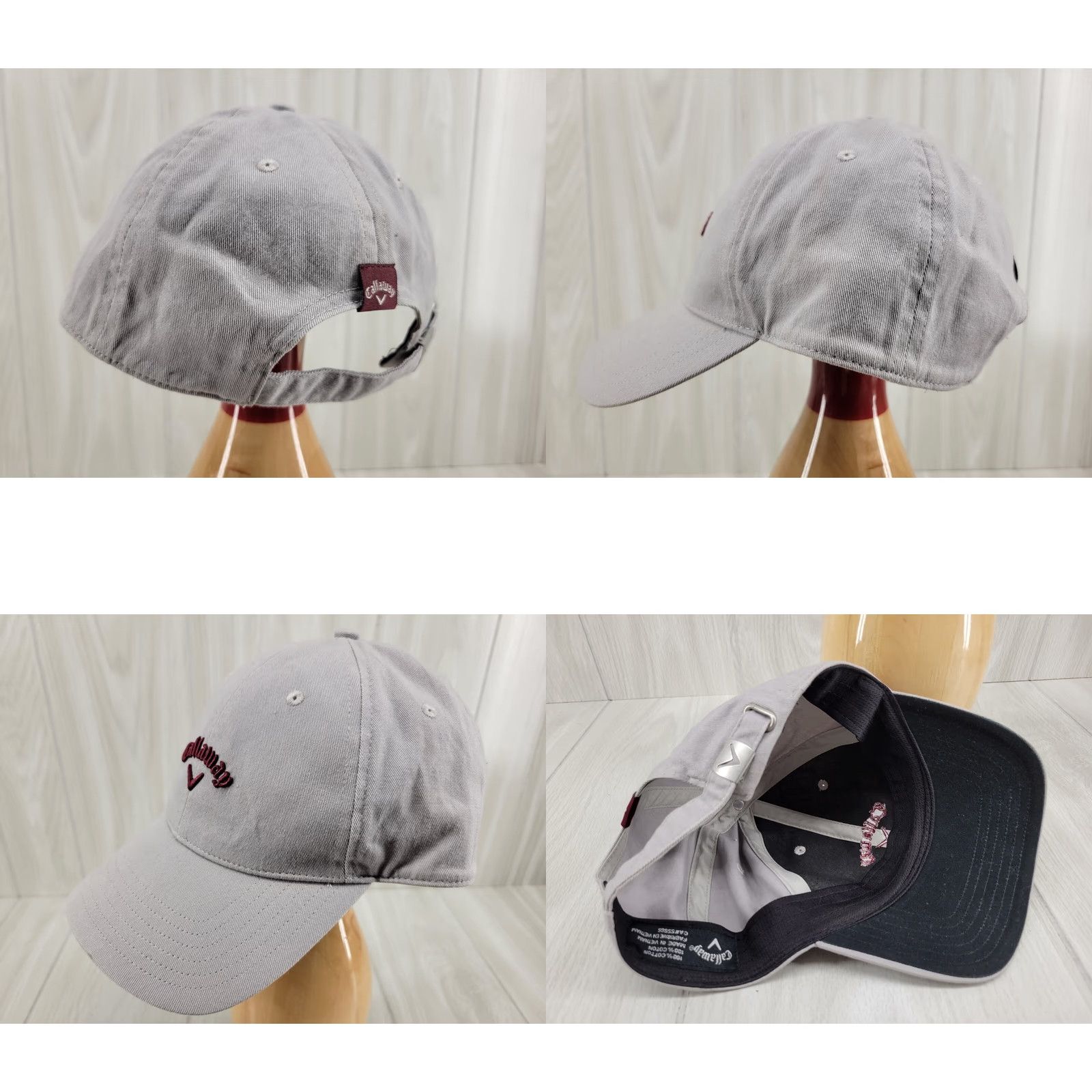 Callaway Callaway Hat Cap Gray Strapback Adjustable Embroidered Baseball Cap Mens Cotton Canvas Logo Sports Size ONE SIZE - 8 Thumbnail
