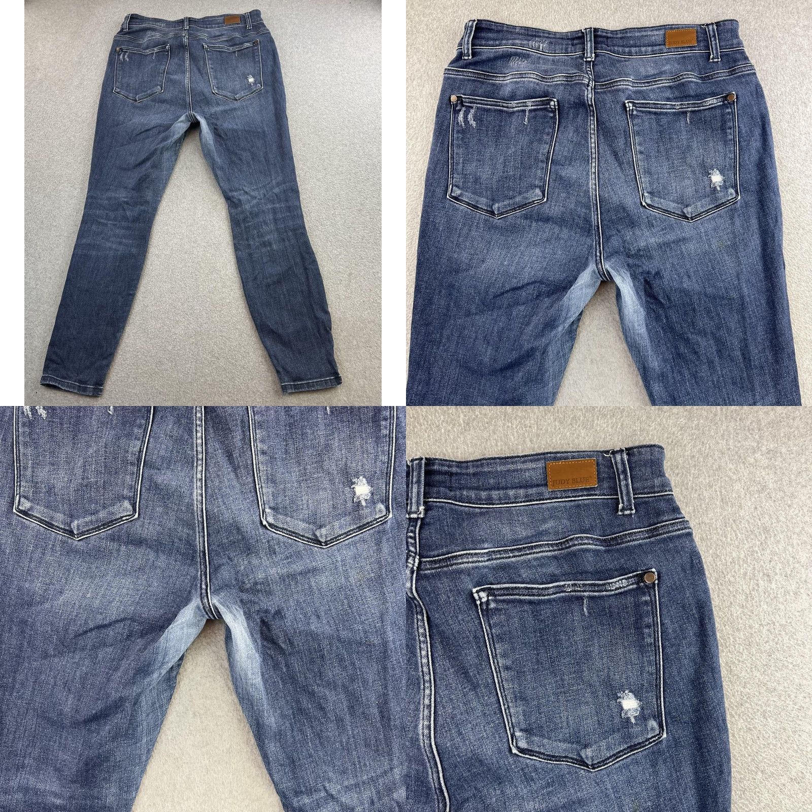 Vintage Judy Blue Jeans Womens 16W Blue Skinny Distressed Dark Wash Stretch Size 38" / US 16 / IT 52 - 9 Thumbnail