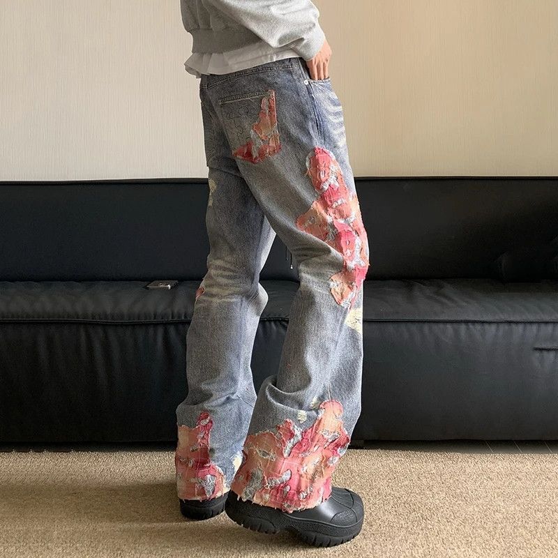 Japanese Brand × Jean × Vintage Micro Horn Printing Splicing Jeans Size US 33 - 3 Thumbnail