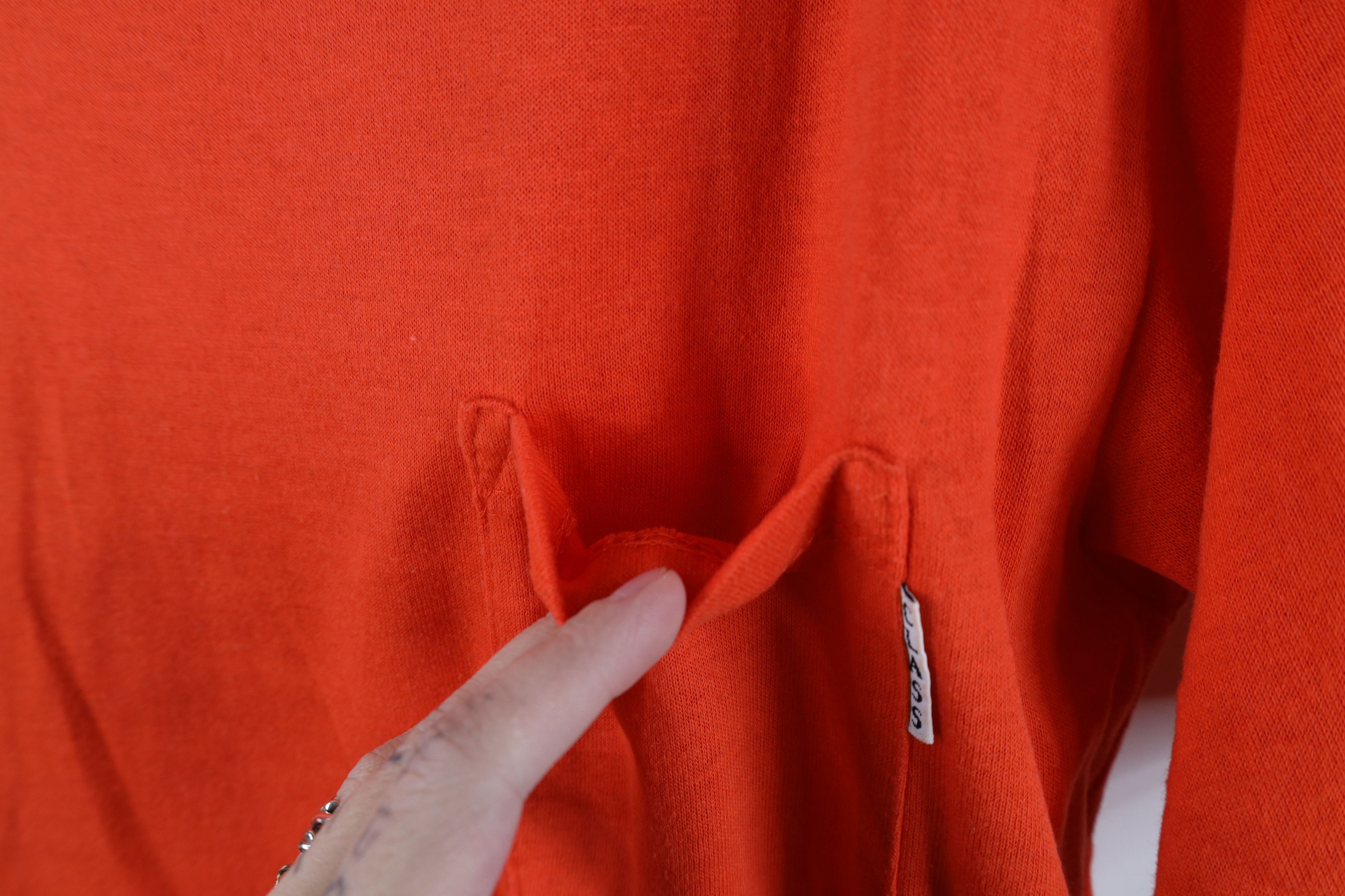 Vintage Vintage 70s Streetwear Thin Blank Pocket T-Shirt Orange USA Size L / US 10 / IT 46 - 5 Thumbnail