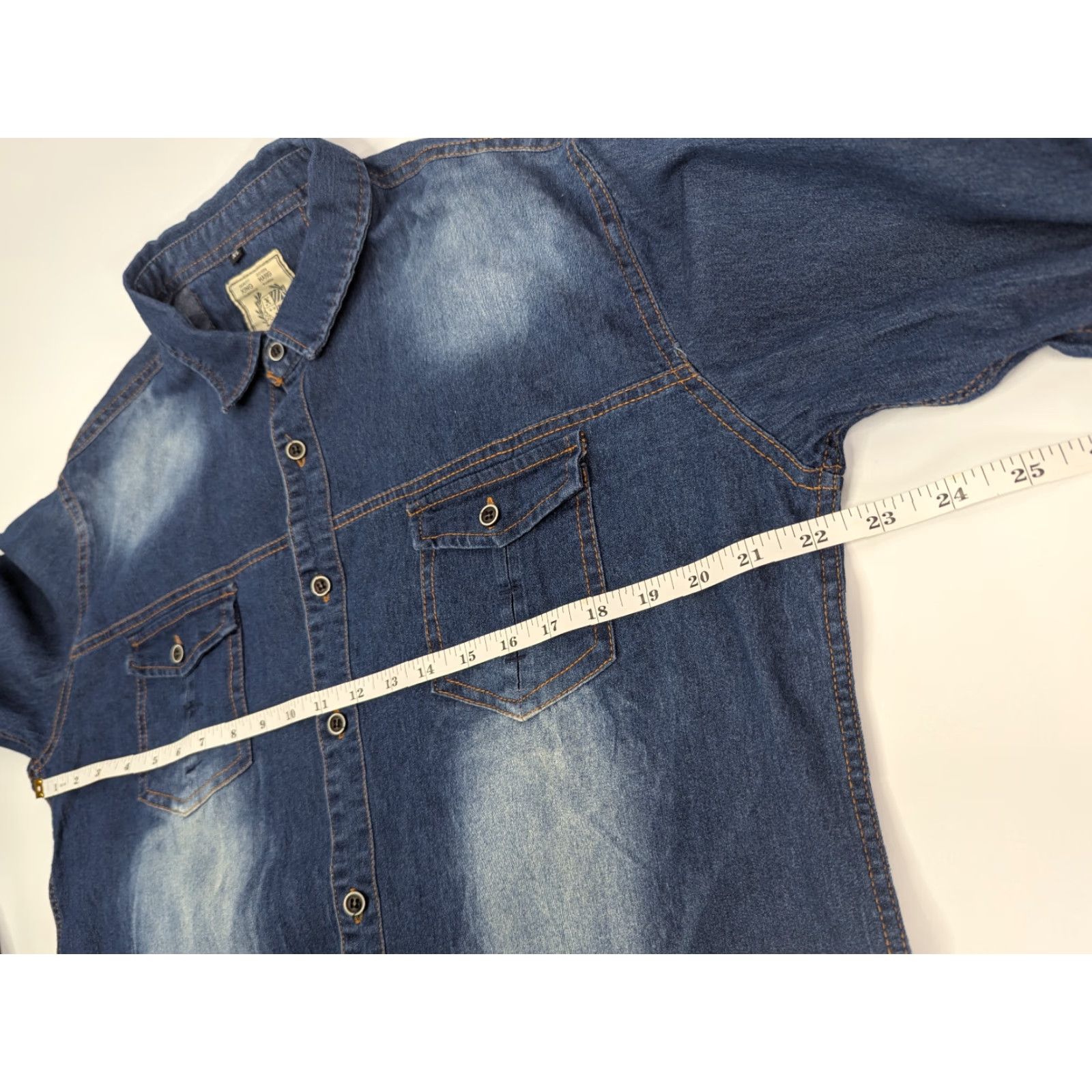 Doublet VINTAGE Denim Chambray Shirt XL Blue Button Up Roll Tab Double Pocket Long Sleeve Cotton Size US XL / EU 56 / 4 - 7 Thumbnail