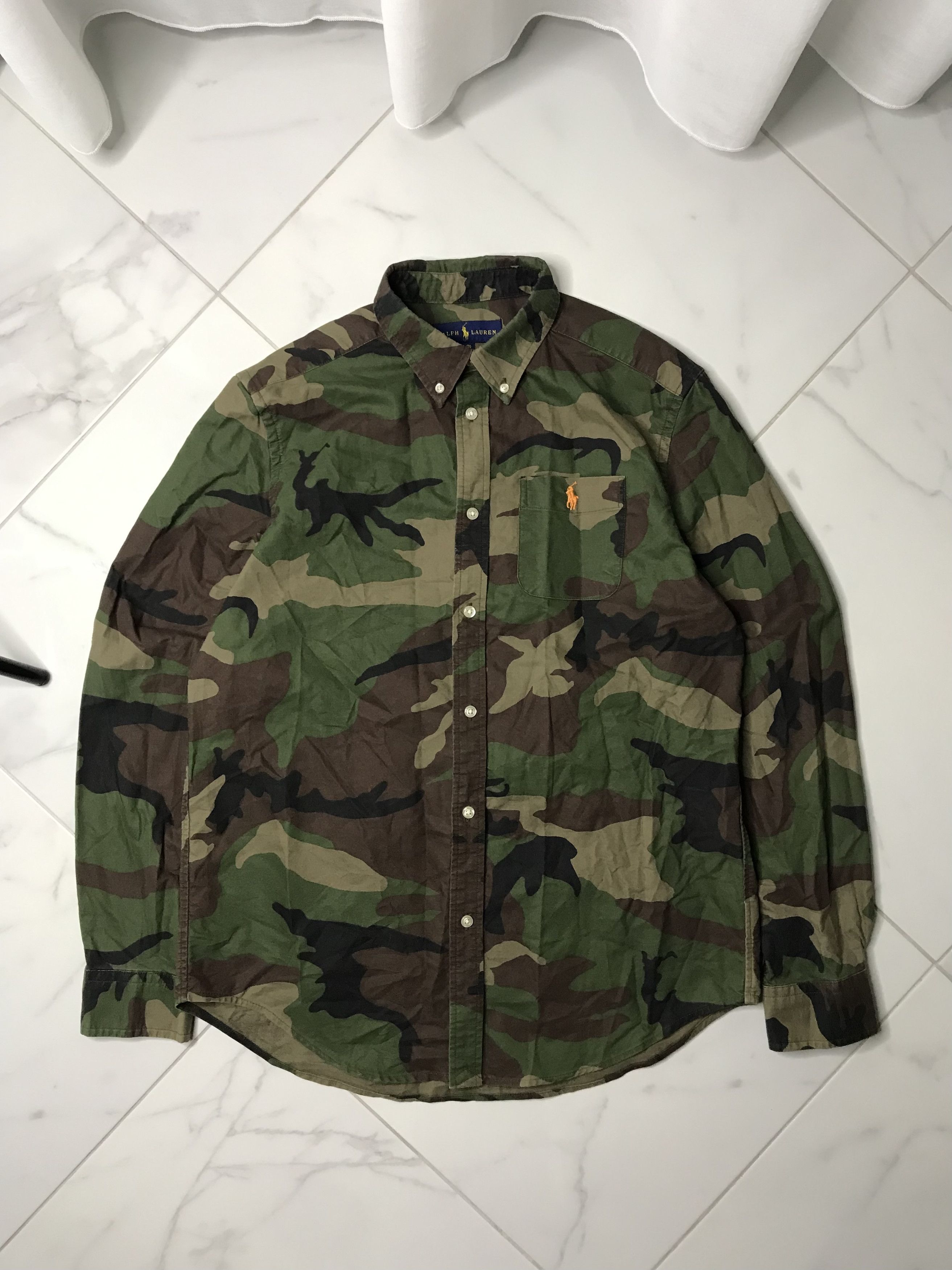 Polo Ralph Lauren × Vintage Polo Ralph Lauren camo cotton oxford shirt S men’s Size US S / EU 44-46 / 1 - 1 Thumbnail