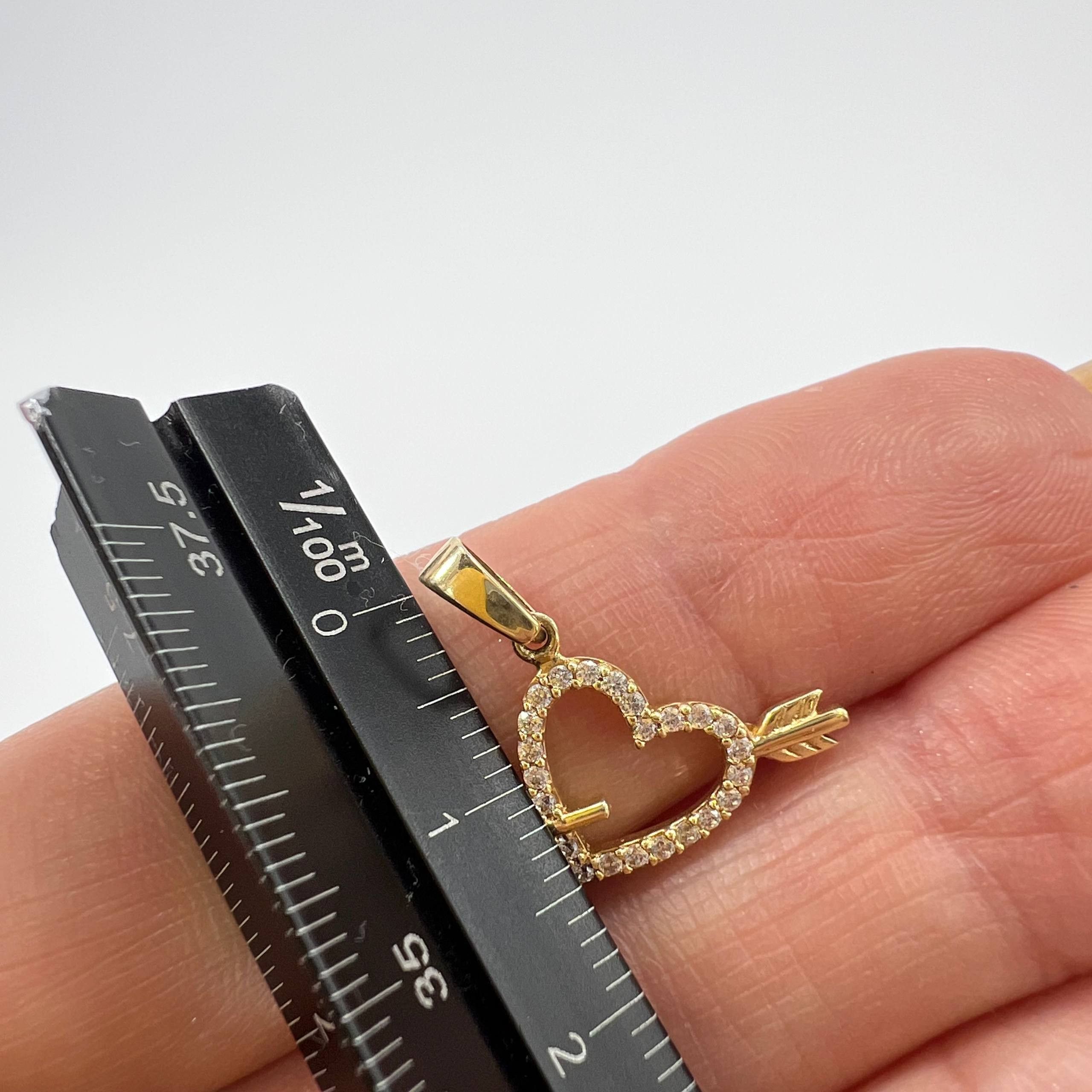 Other 14K Italian Gold Heart Arrow Pendant Charm Gift Jewelry 0.9g Size ONE SIZE - 7 Thumbnail