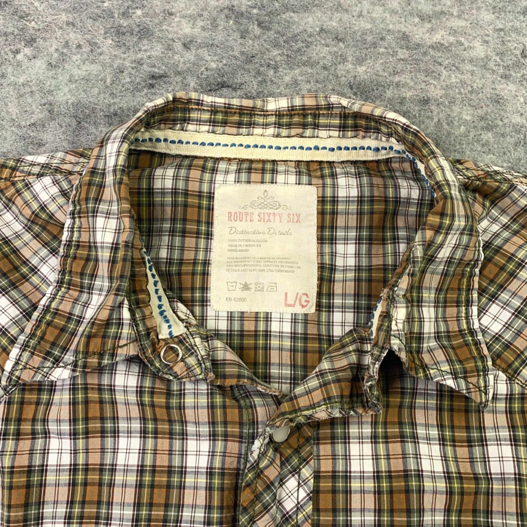 Route 66 VINTAGE Route 66 Brown Plaid Button-Up Shirt Large Mens Western Cowboy Snap Size US L / EU 52-54 / 3 - 4 Thumbnail