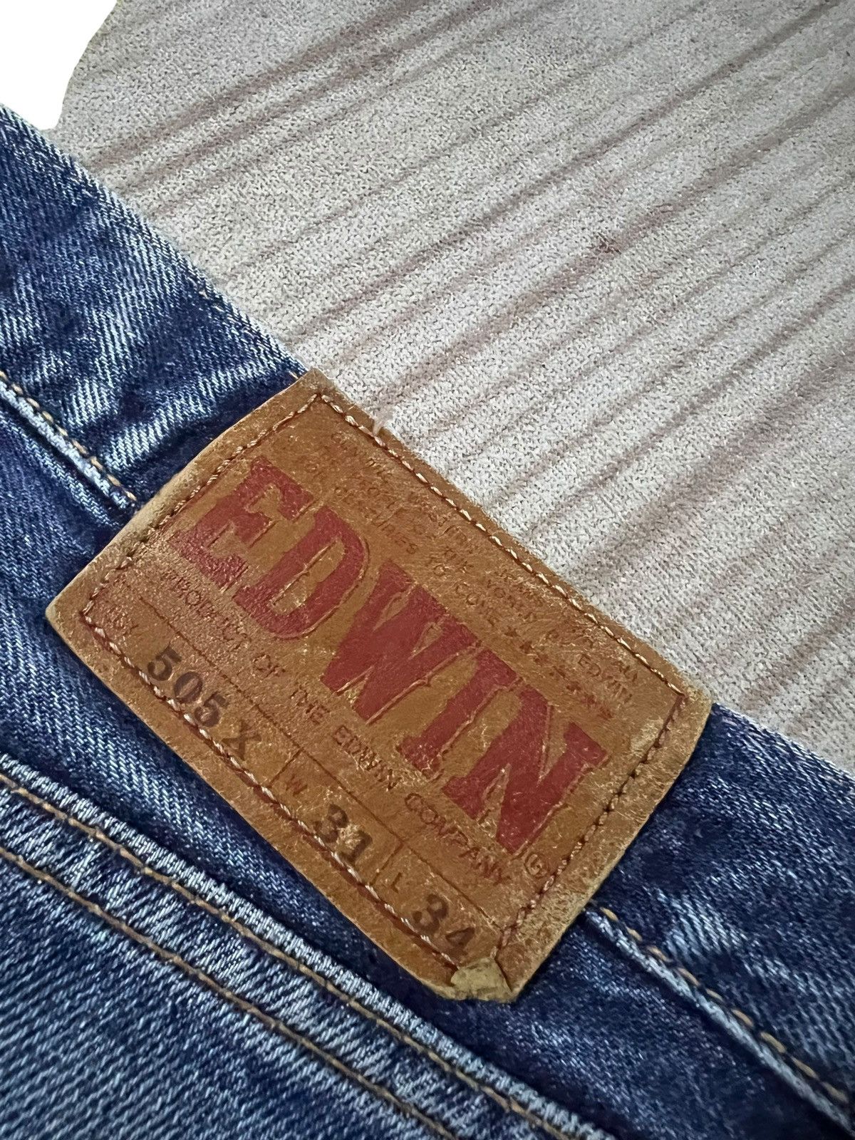 Edwin Vintage Baggy Edwin 505x Distressed Selvedge Denim Jean Size US 31 - 19 Thumbnail