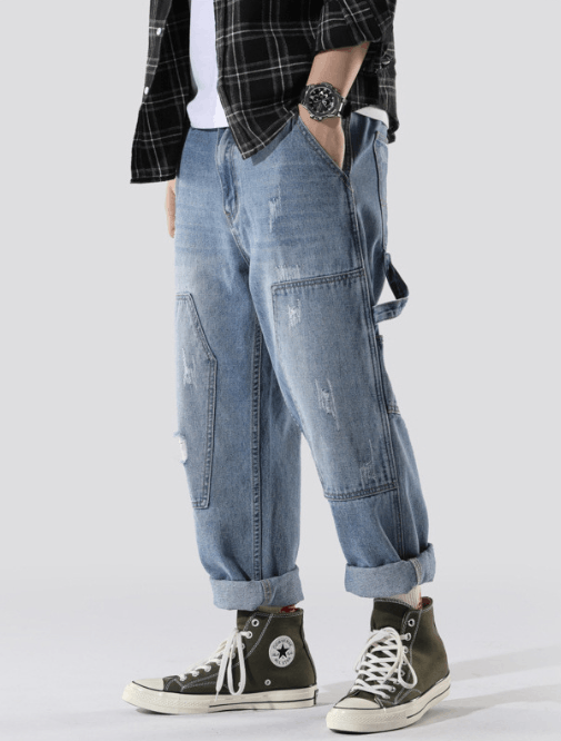 Japanese Brand × Jean Men's collage straight popular mid-rise casual cargo jeans Size US 32 / EU 48 - 1 Thumbnail