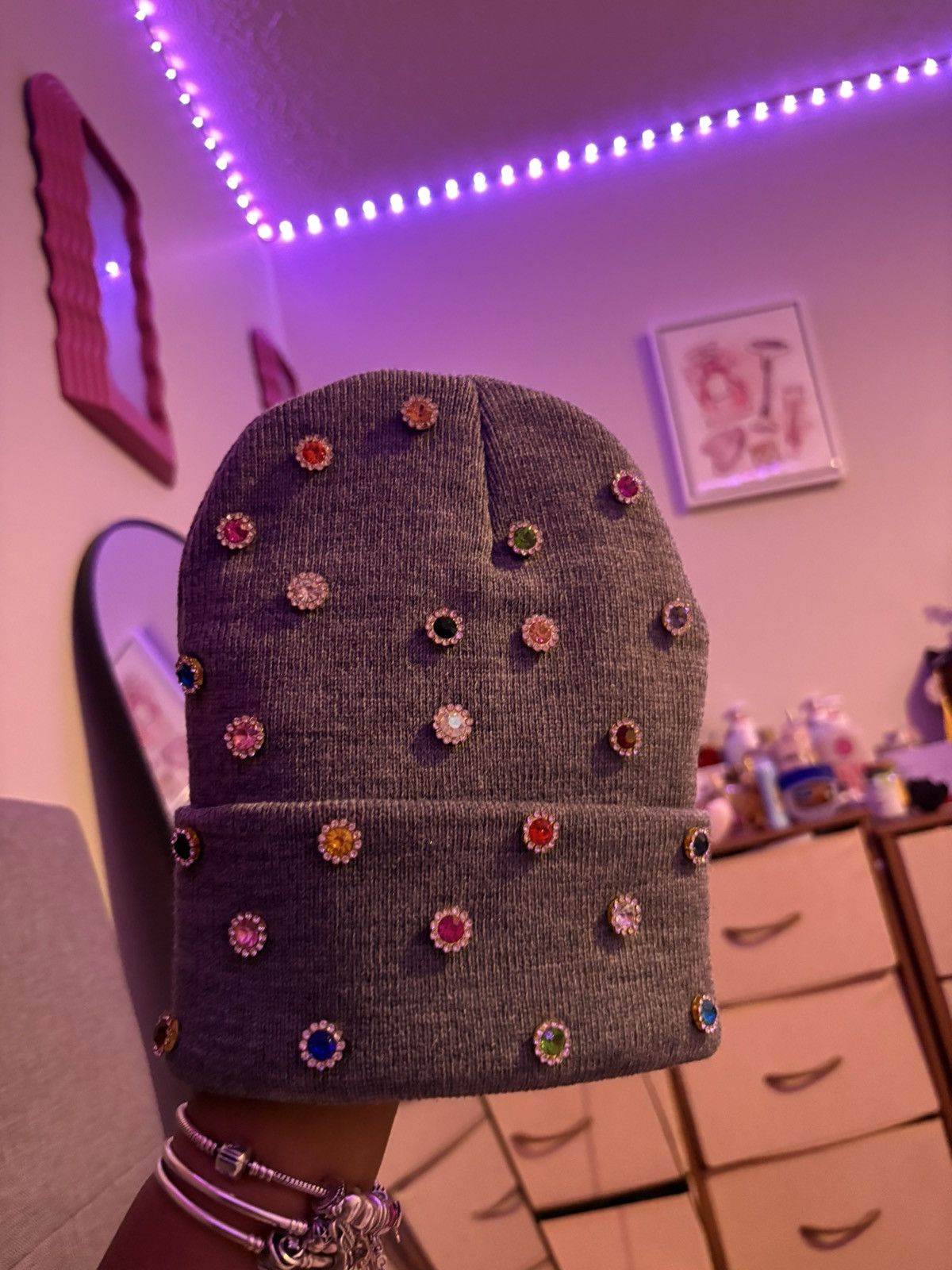 Other UK dark grey bedazzled beanie Size ONE SIZE - 1 Thumbnail