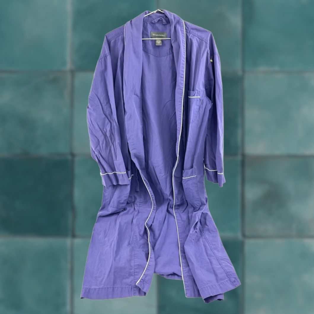 Banana Republic VINTAGE Banana Republic Women's Kimono Robe M Small Medium Purple Y2K Long Sleeve Tie Closure Size ONE SIZE - 1 Thumbnail