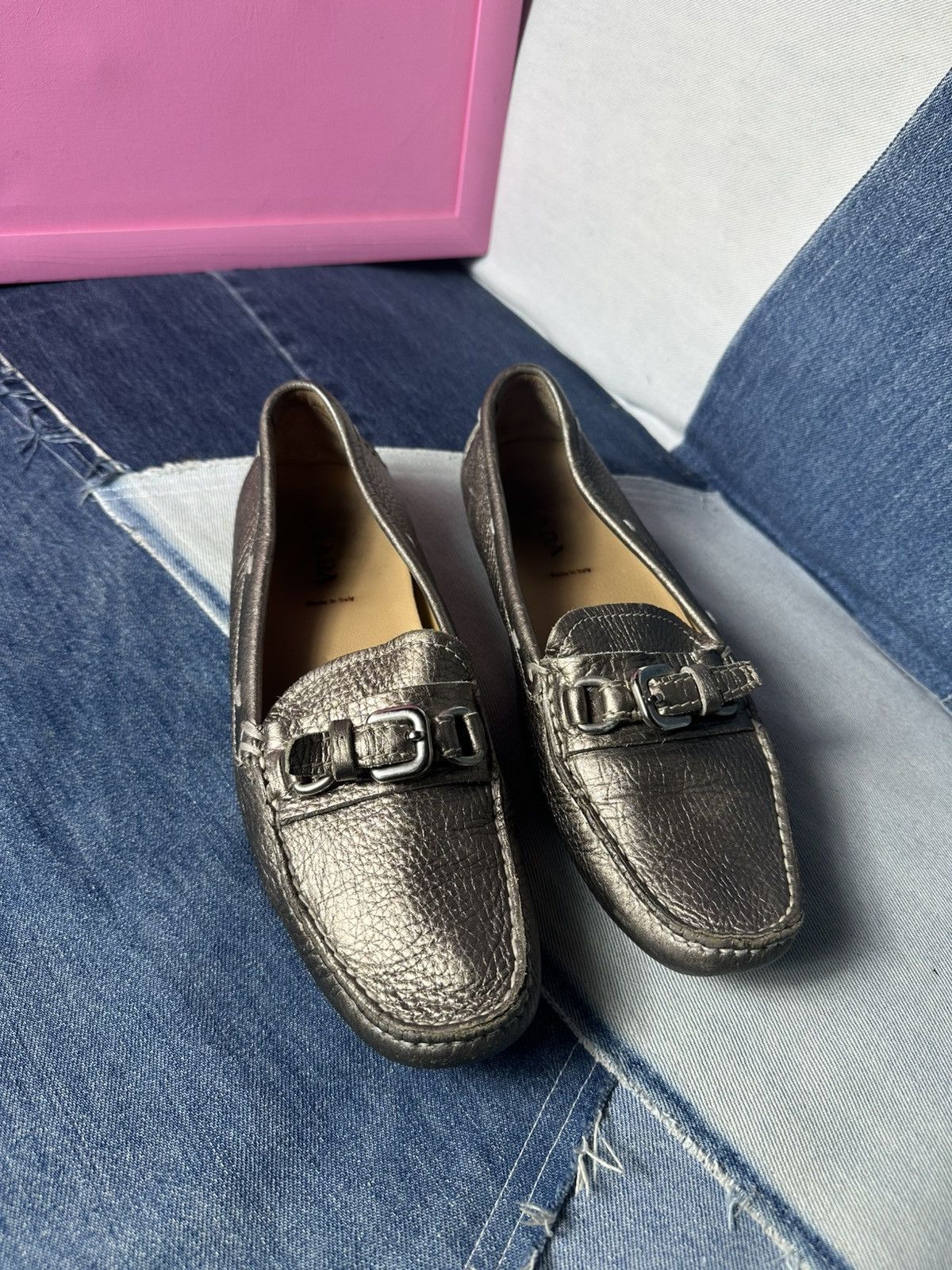 Prada Prada Leather Flats Loafers Logo Buckle Shoes Vintage Size US 8 / IT 38 - 1 Thumbnail