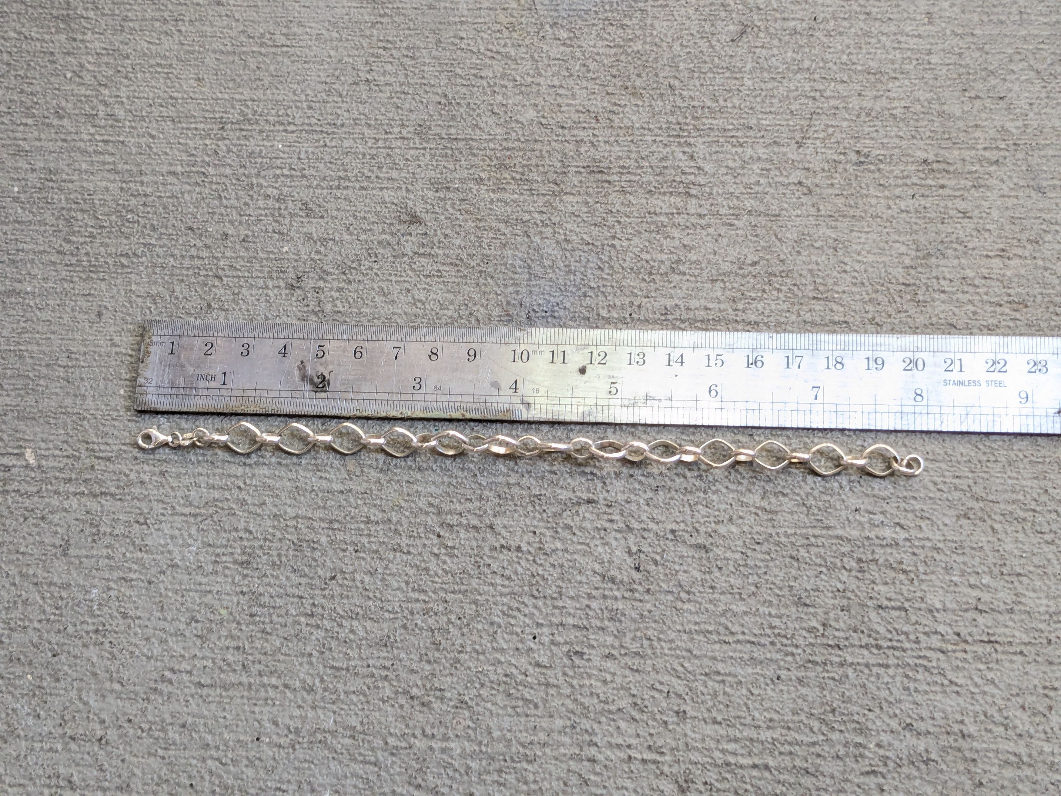 Jewelry Sterling Silver Bracelet Oval 8" Chain Link Size ONE SIZE - 11 Thumbnail