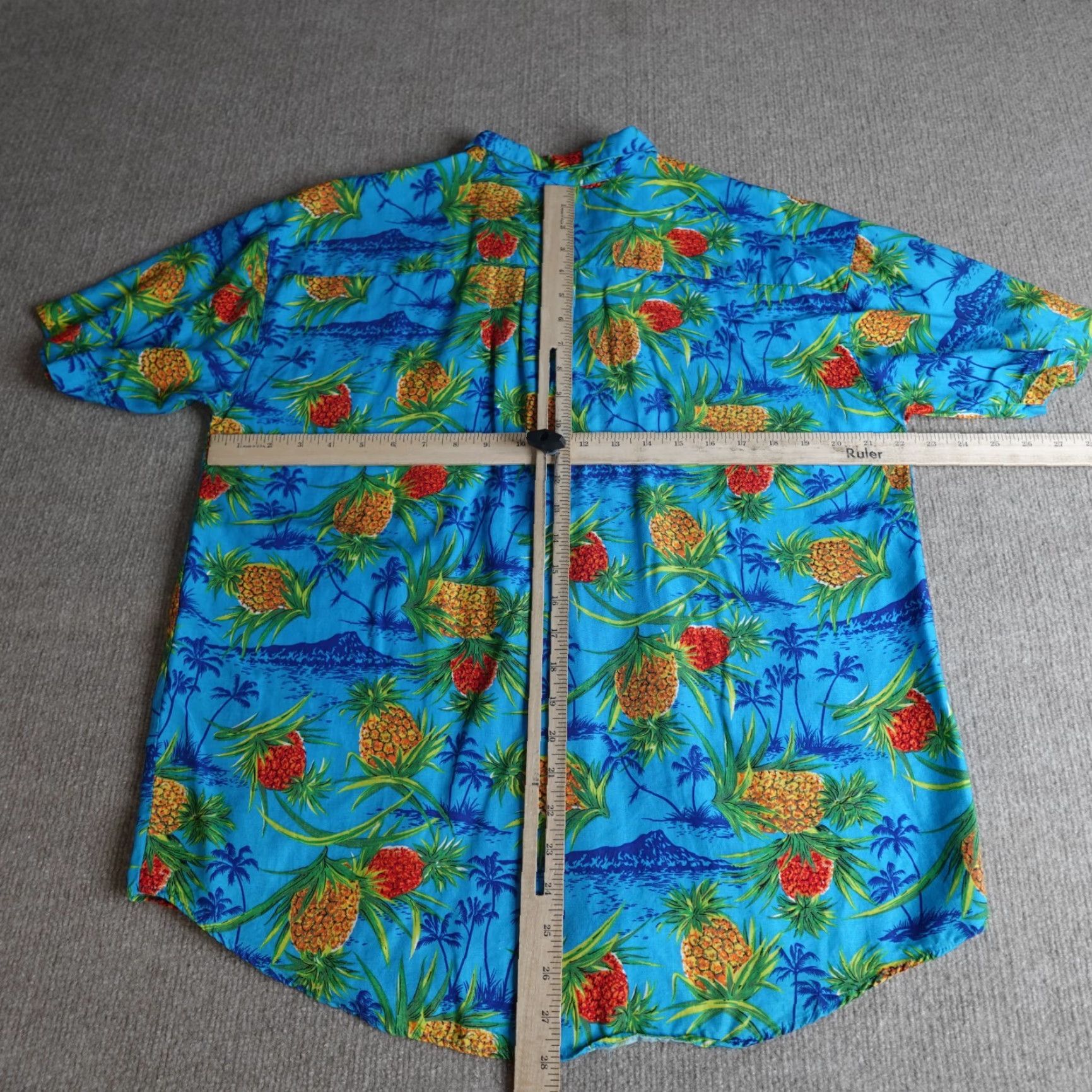 Gap VINTAGE Gap Womens Shirt Large Blue Hawaiian AOP Pineapples Loop Collar Size L / US 10 / IT 46 - 4 Thumbnail