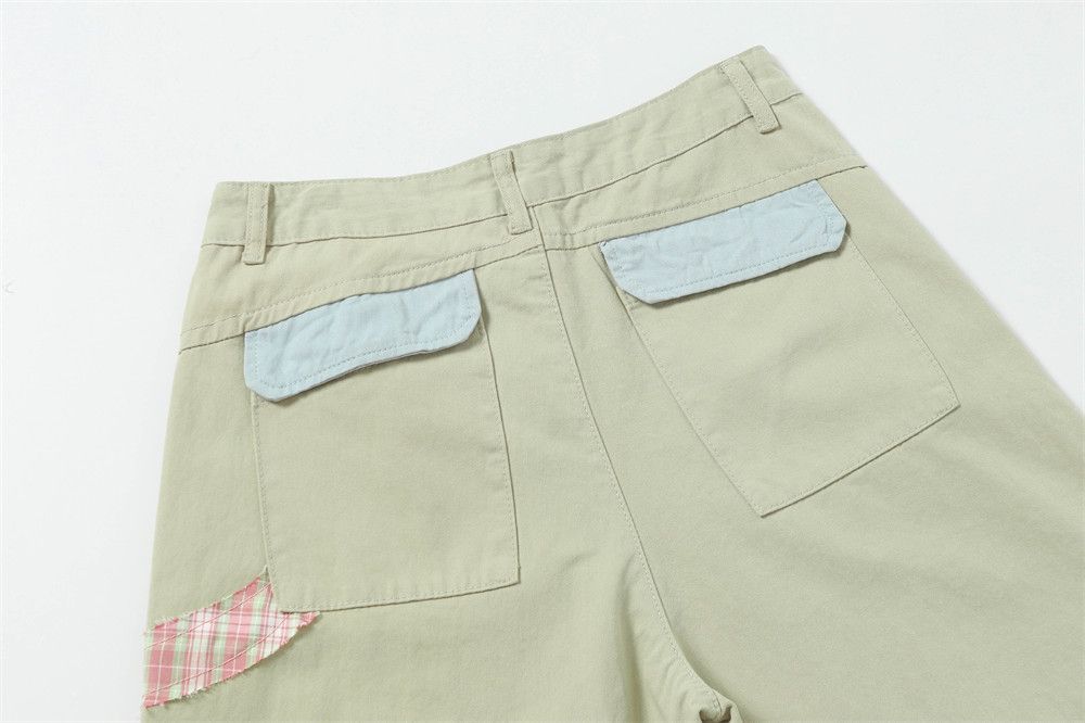 Japanese Brand × Vintage Men's wideleg straight ripped patchwork plaid cargo trousers Size US 32 / EU 48 - 5 Thumbnail