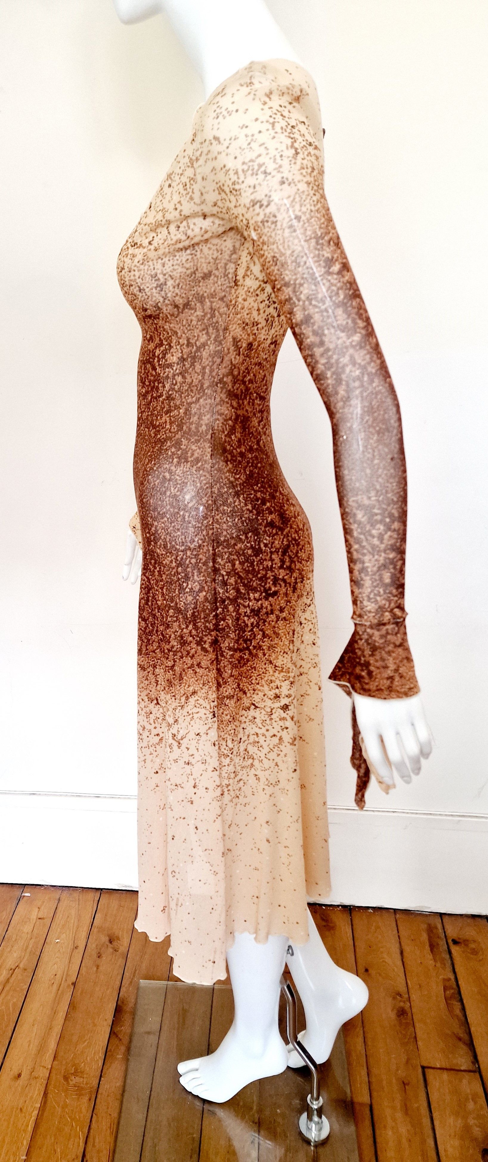 Jean Paul Gaultier Jean Paul Gaultier Sand Optical S/S 2025 Mesh Gown Dress Size L / US 10 / IT 46 - 8 Thumbnail