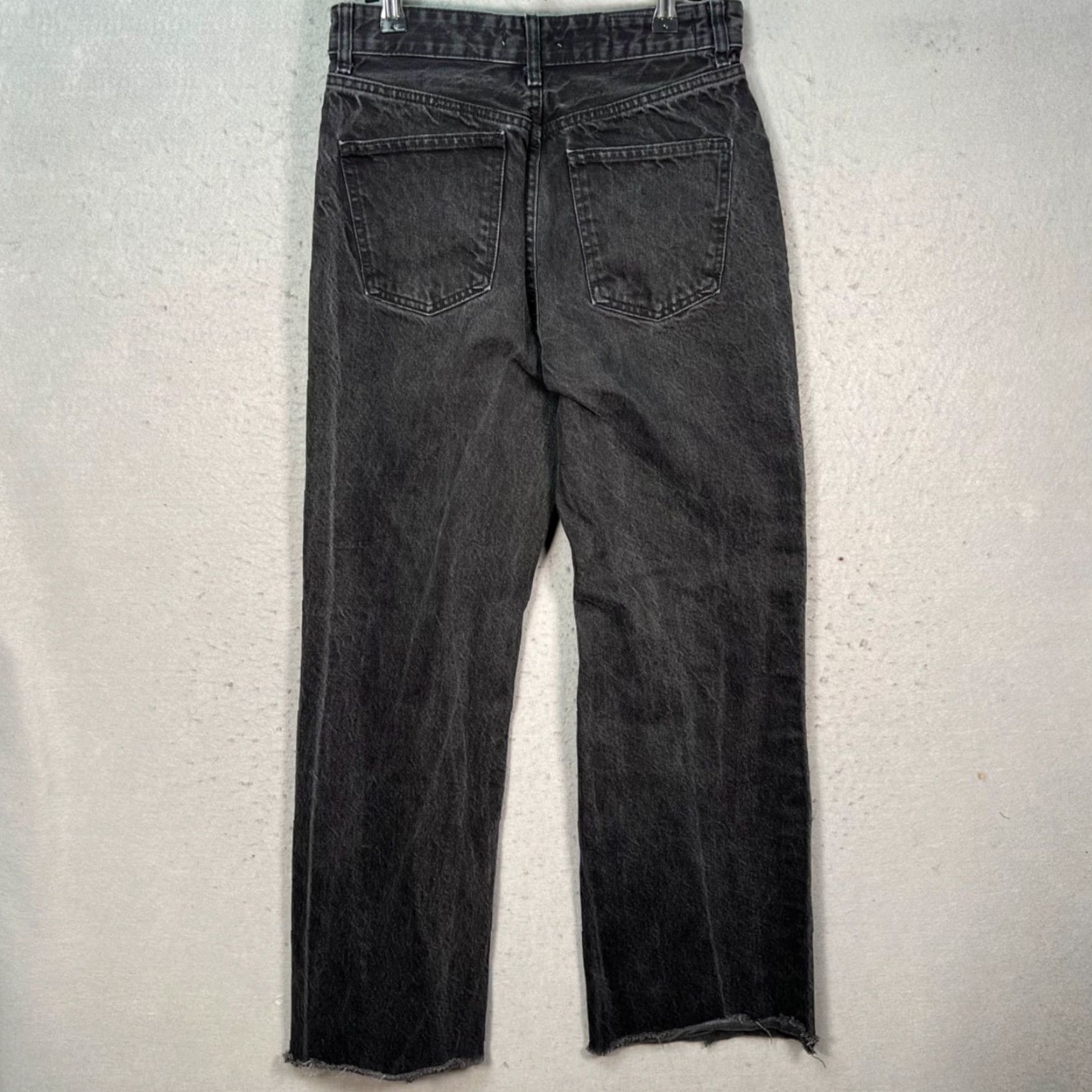 Zara Zara Womens Jeans Black High-Waisted Straight-Leg Frayed Hem 6 Denim Cotton Rise High Vintage Womens Jeans Size 28" / US 6 / IT 42 - 2 Thumbnail