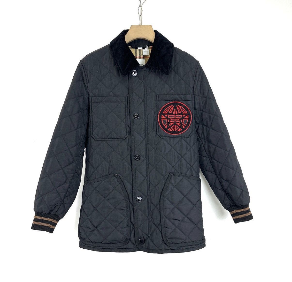 Burberry Black Quilted Jacket with Red Emblem - XXS Size US XXS / EU 40 - 1 Thumbnail