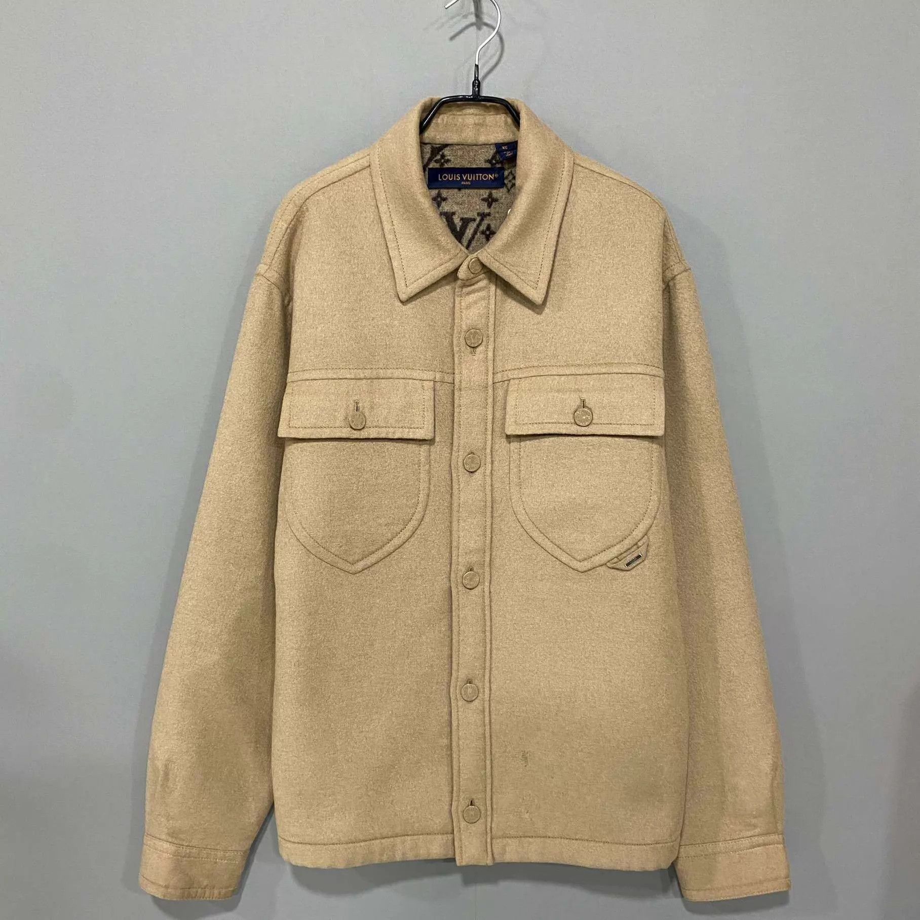 Louis Vuitton LV Khaki Cashmere Print Lining Jacket 95 New XS Seam Repair Size US XS / EU 42 / 0 - 1 Thumbnail